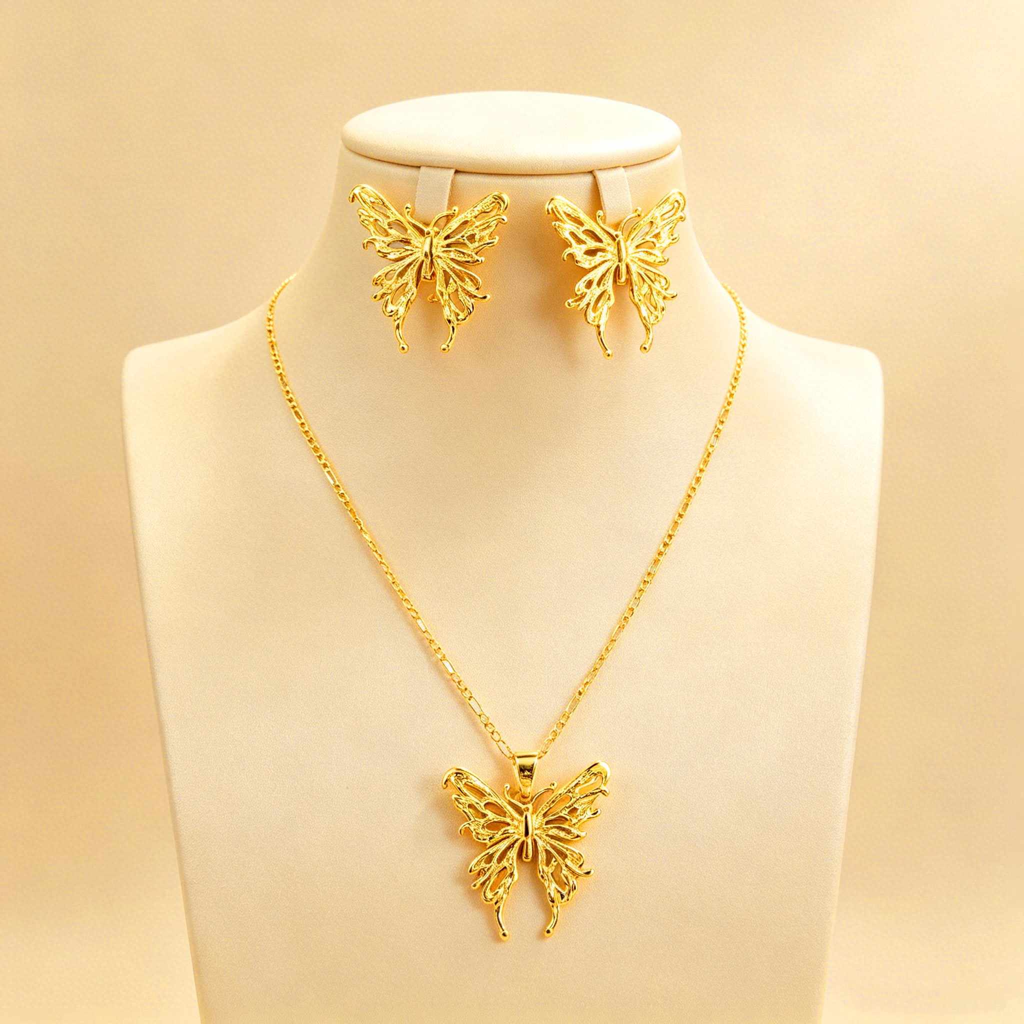 2-Piece Set: Earring  & Necklace, Iron with 24K Gold Plating for Women