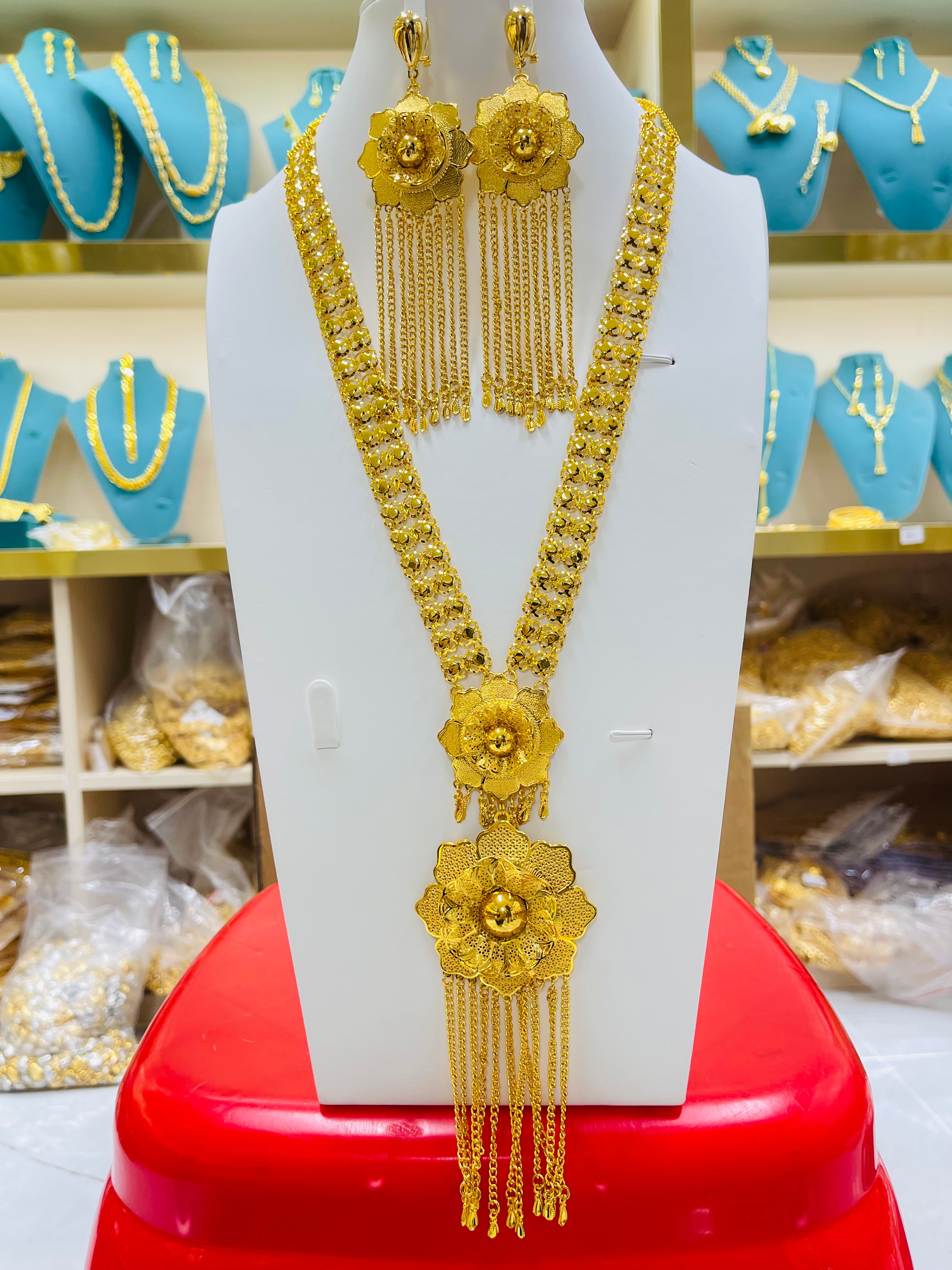 2-piece Set: Earrings, Necklace; Gold-plated Finish-C-25
