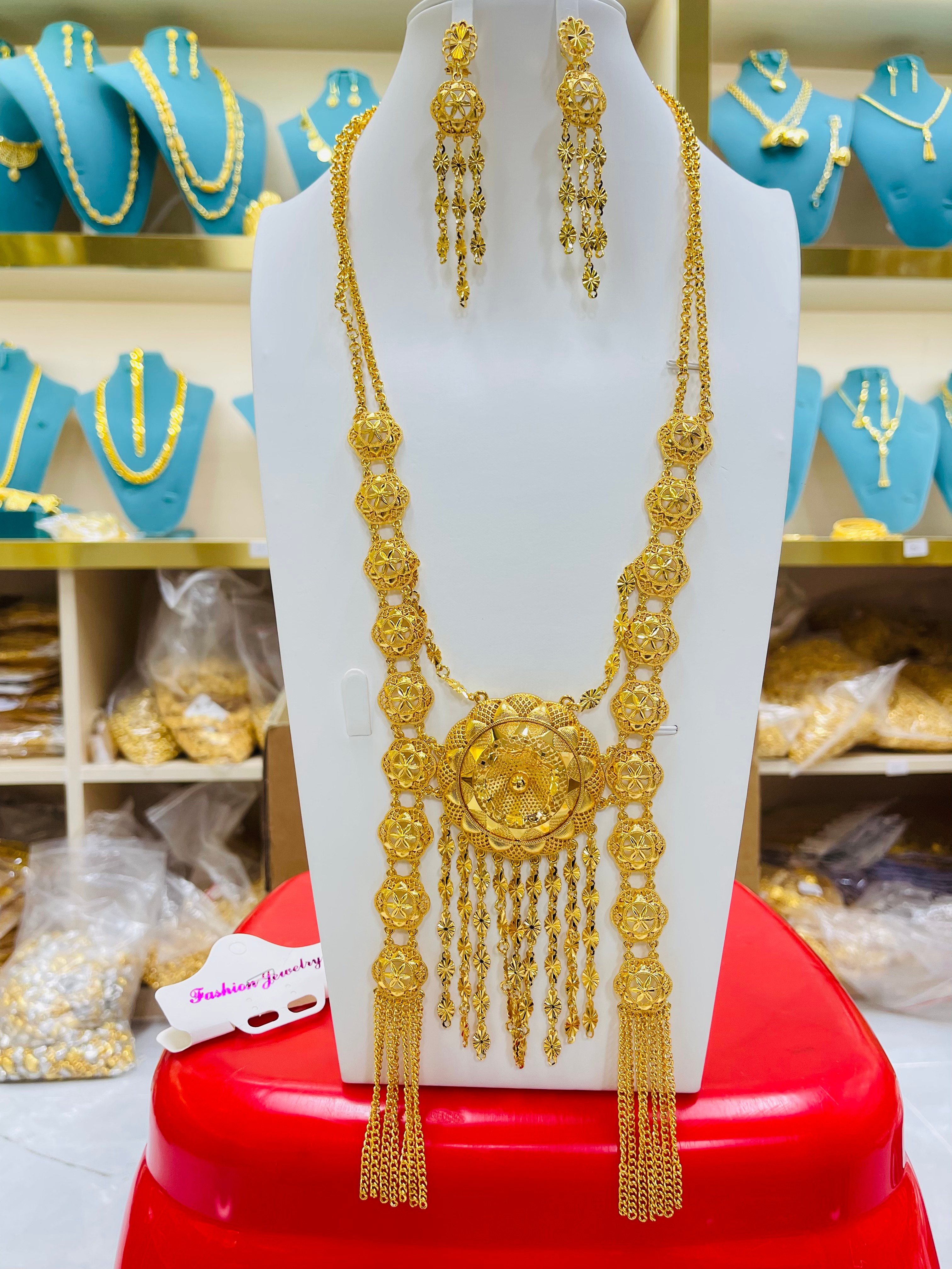 2-piece Set: Earrings, Necklace; Gold-plated Finish-C-27