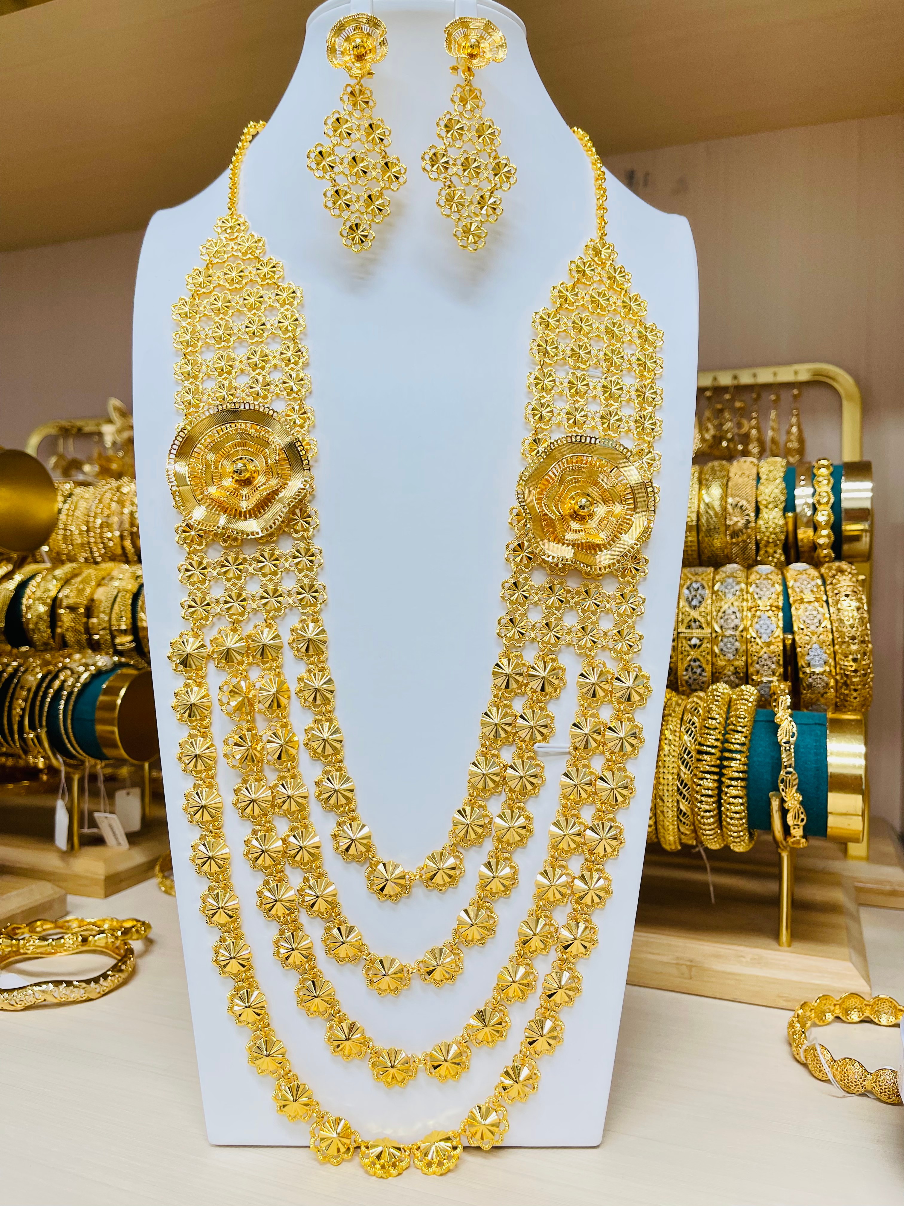 2-piece Set: Earrings, Necklace; Gold-plated Finish-C-29