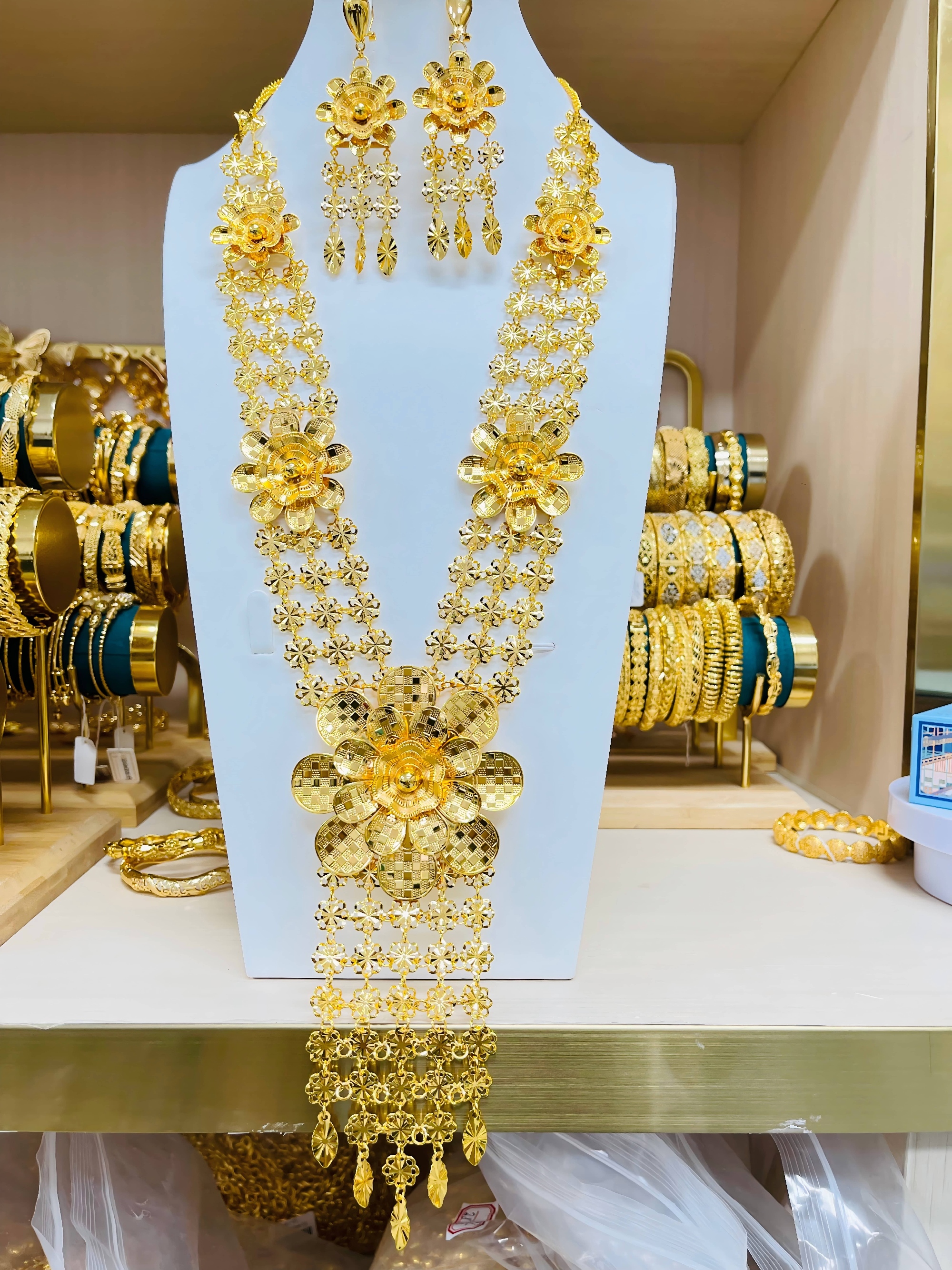 2-piece Set: Earrings, Necklace; Gold-plated Finish-C-32