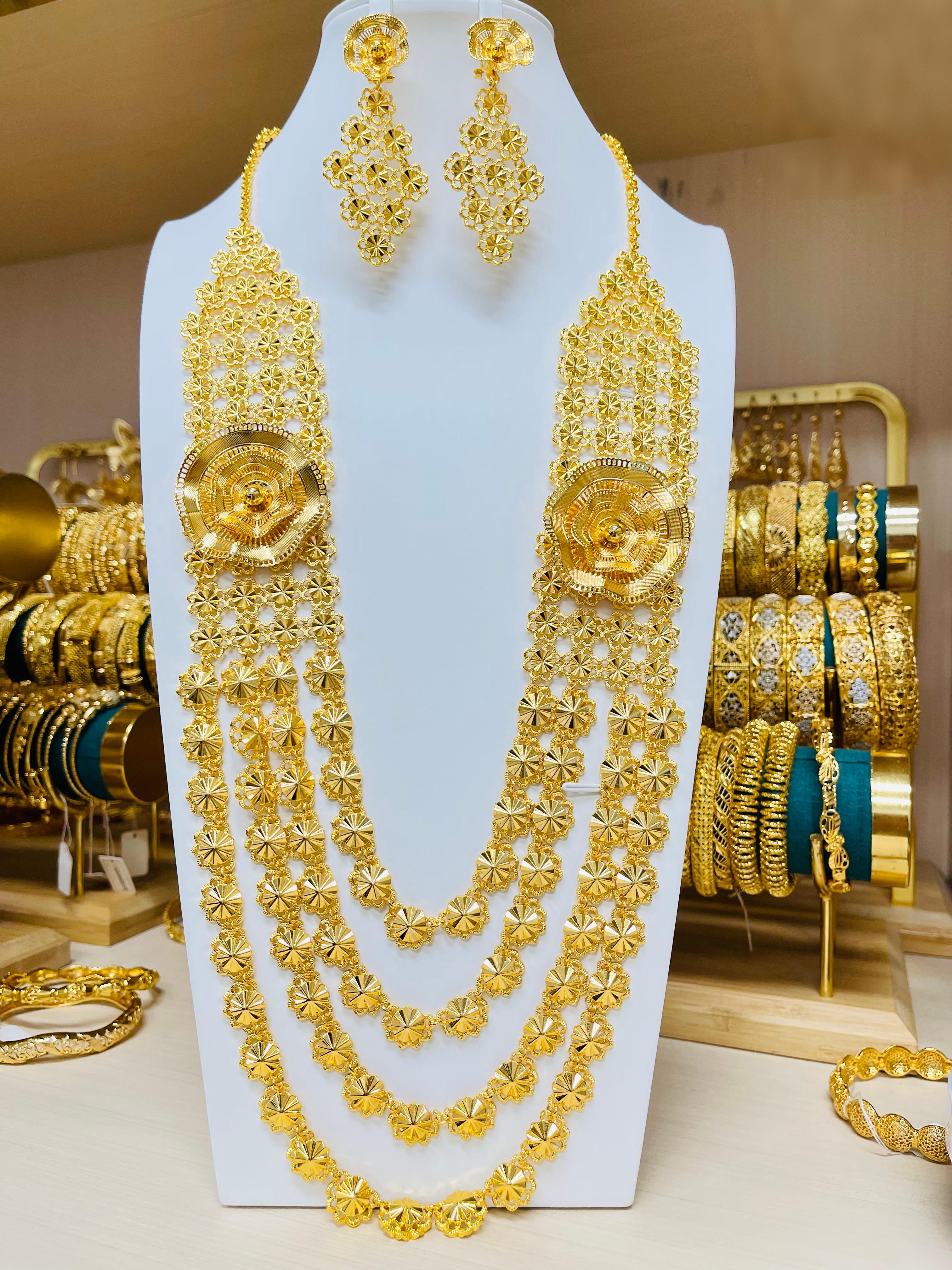 2-piece Set: Earrings, Necklace; Gold-plated Finish-C-36