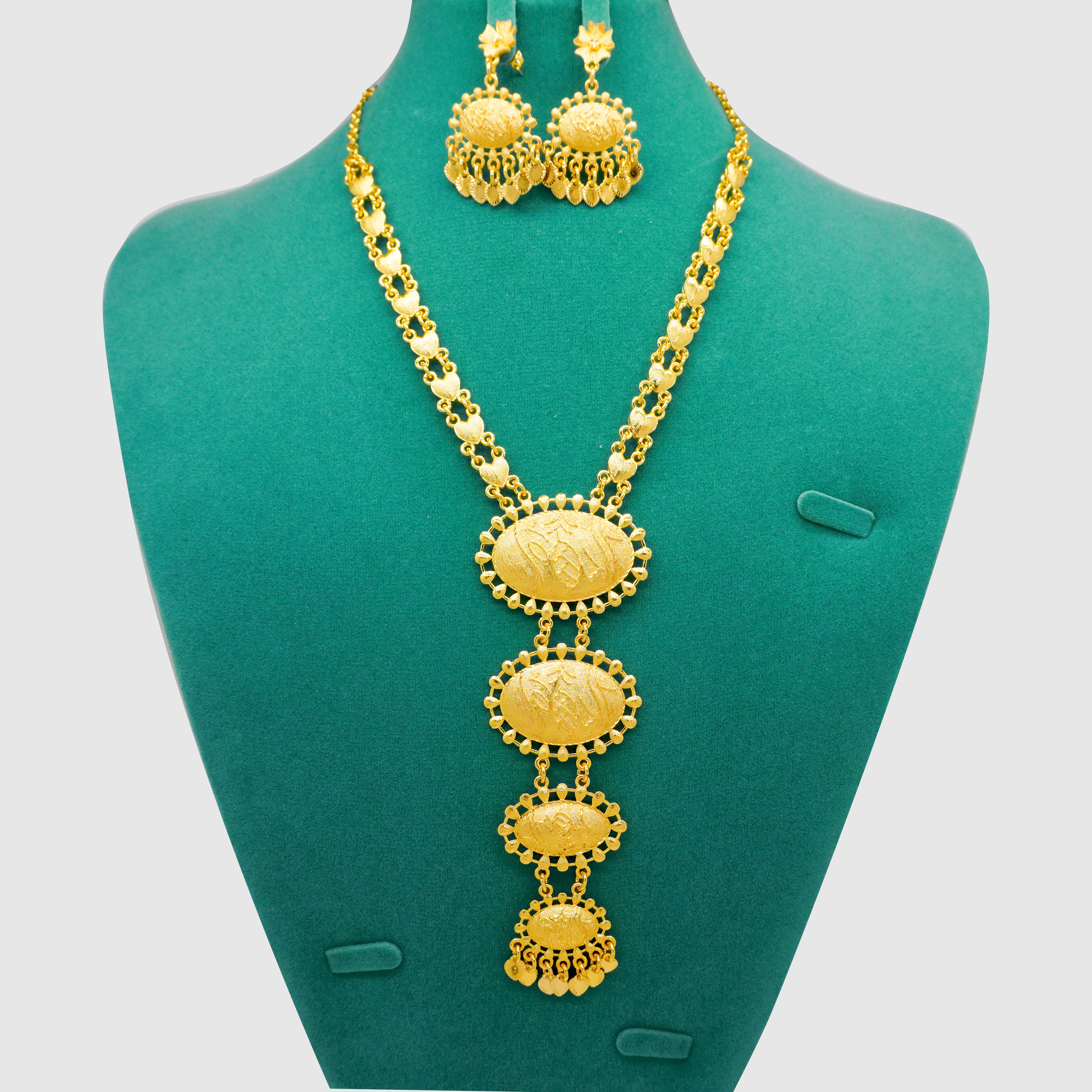 2-Piece Earring and Necklace Set, Alloy with 24K Gold Plating for Women