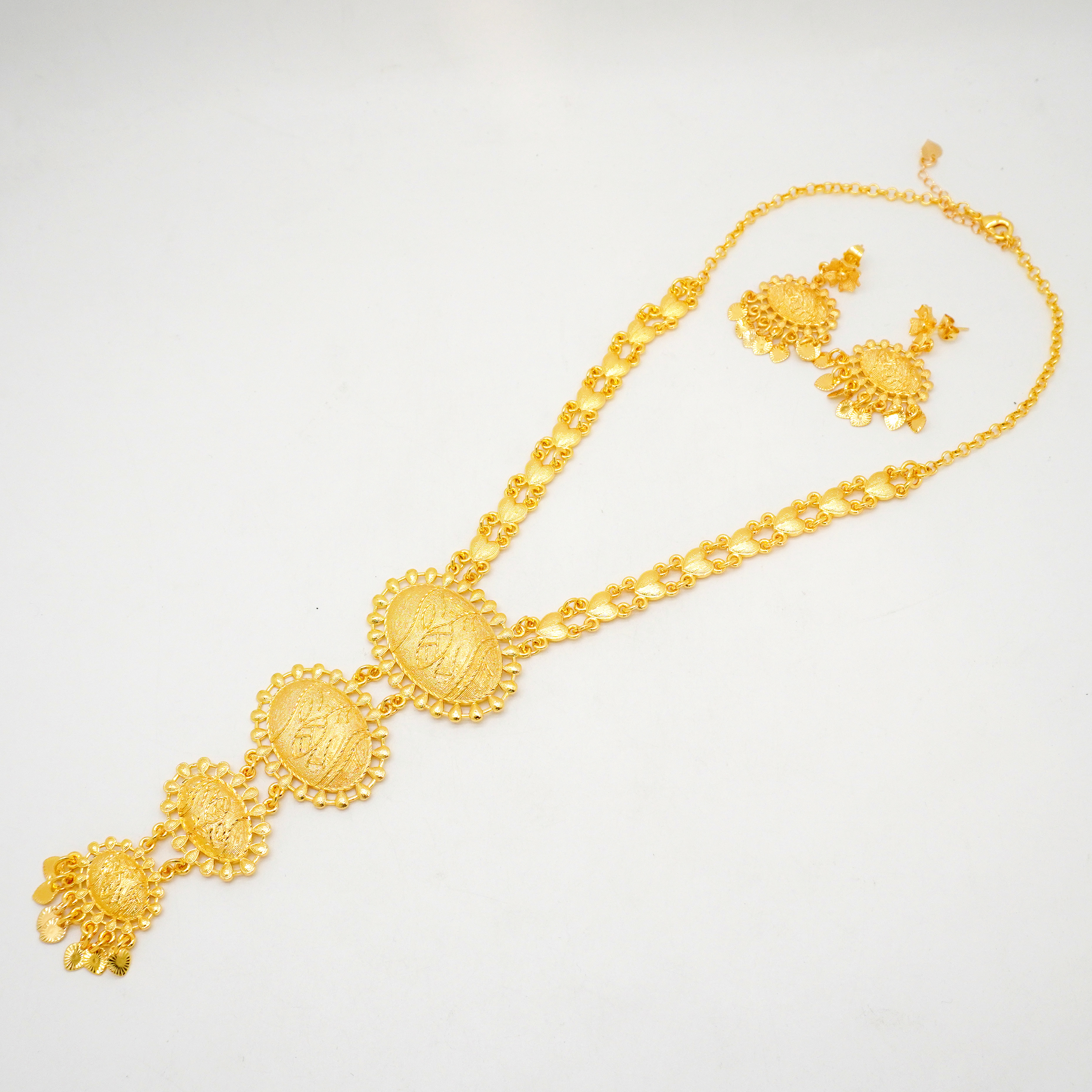 2-Piece Earring and Necklace Set, Alloy with 24K Gold Plating for Women