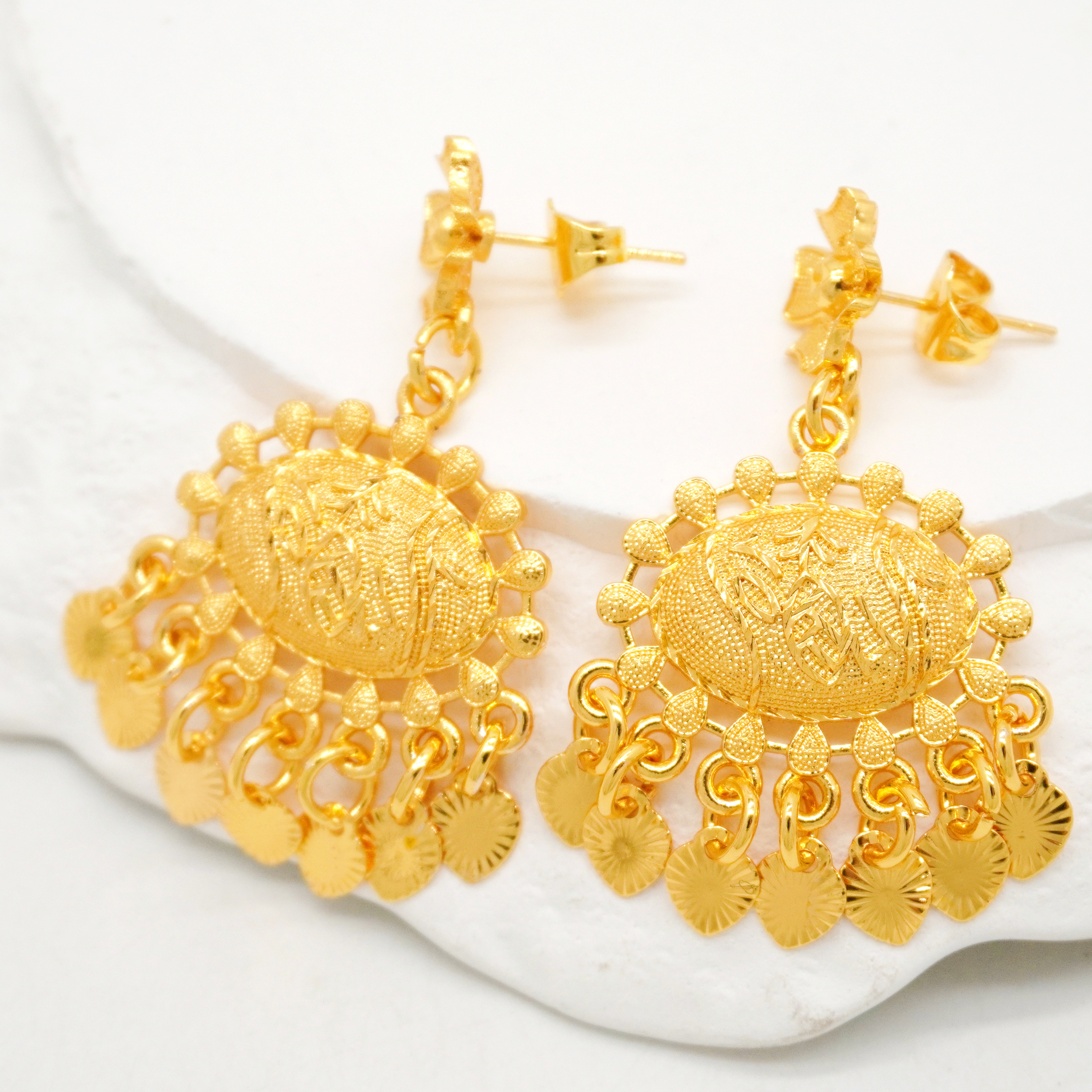 2-Piece Earring and Necklace Set, Alloy with 24K Gold Plating for Women