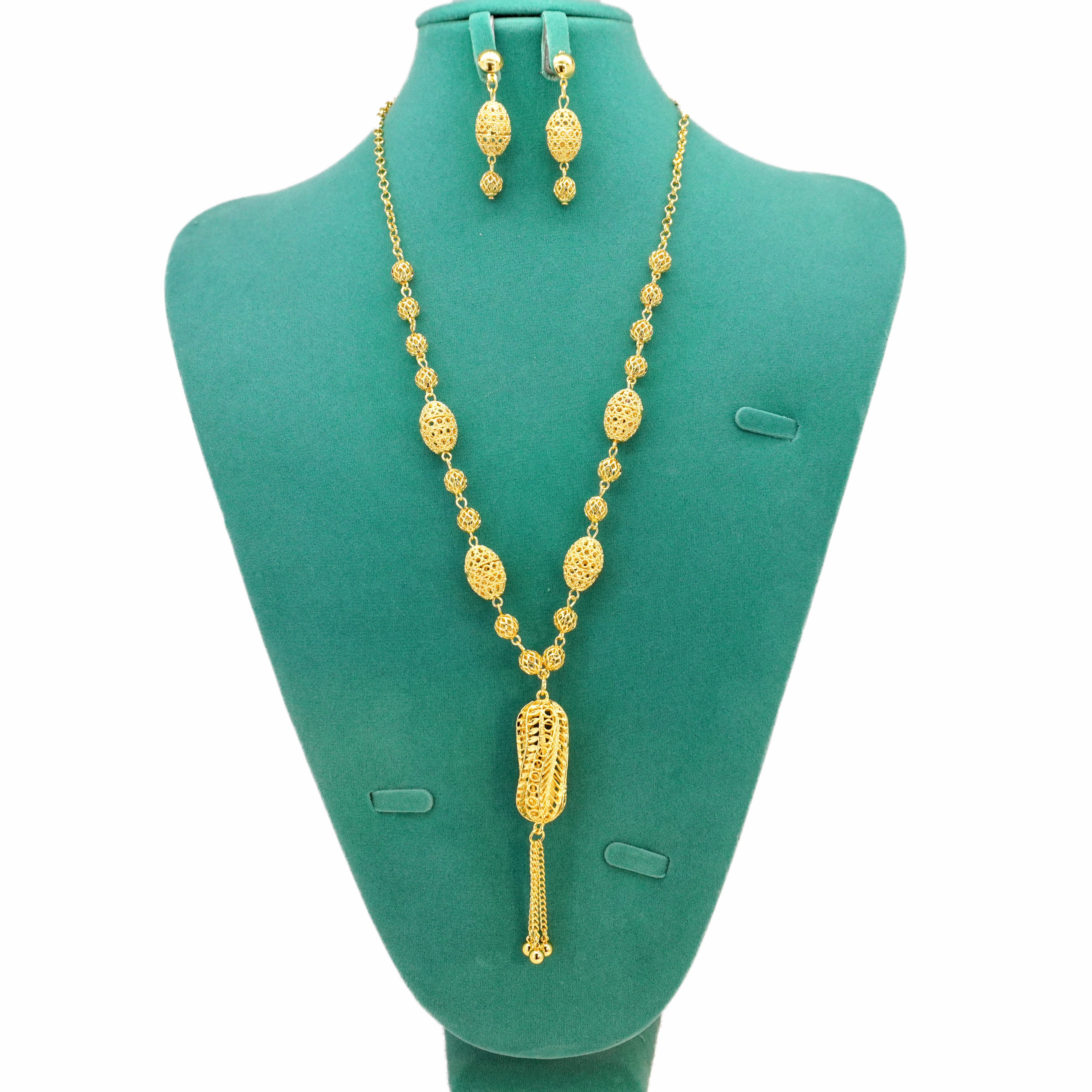 2-Piece Set: Earring  & Necklace, Alloy with 24K Gold Plating for Women
