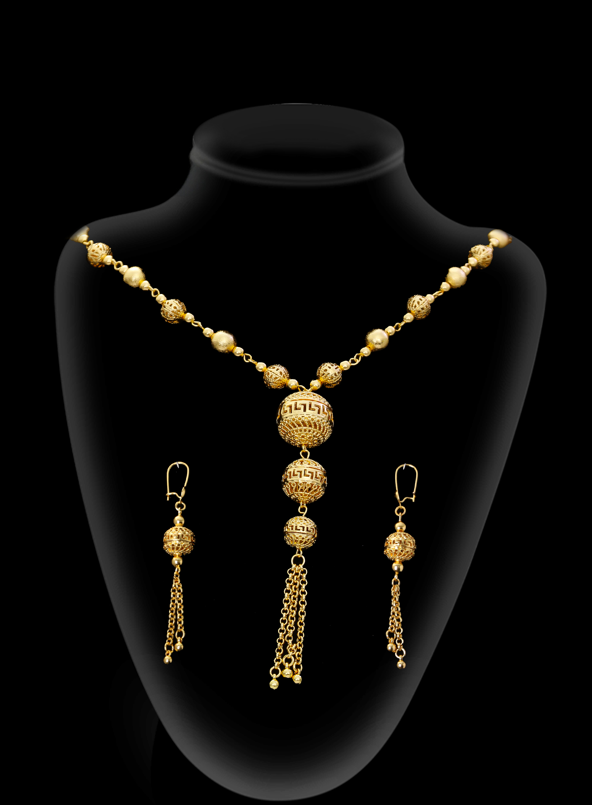 2-piece Set: Earrings, Necklace; Gold-plated Finish-1597