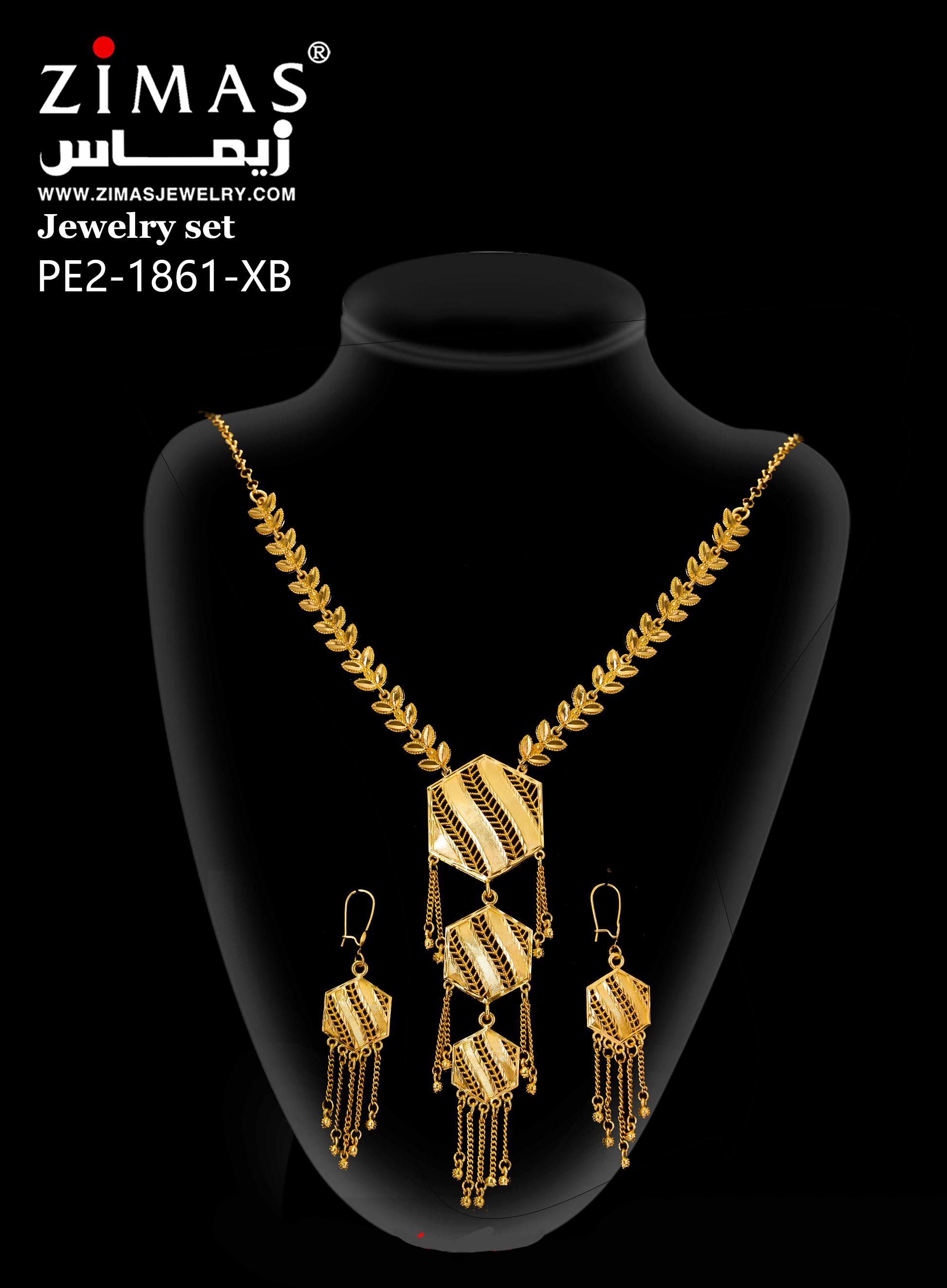 2-piece Set: Earrings, Necklace; Gold-plated Finish-1861