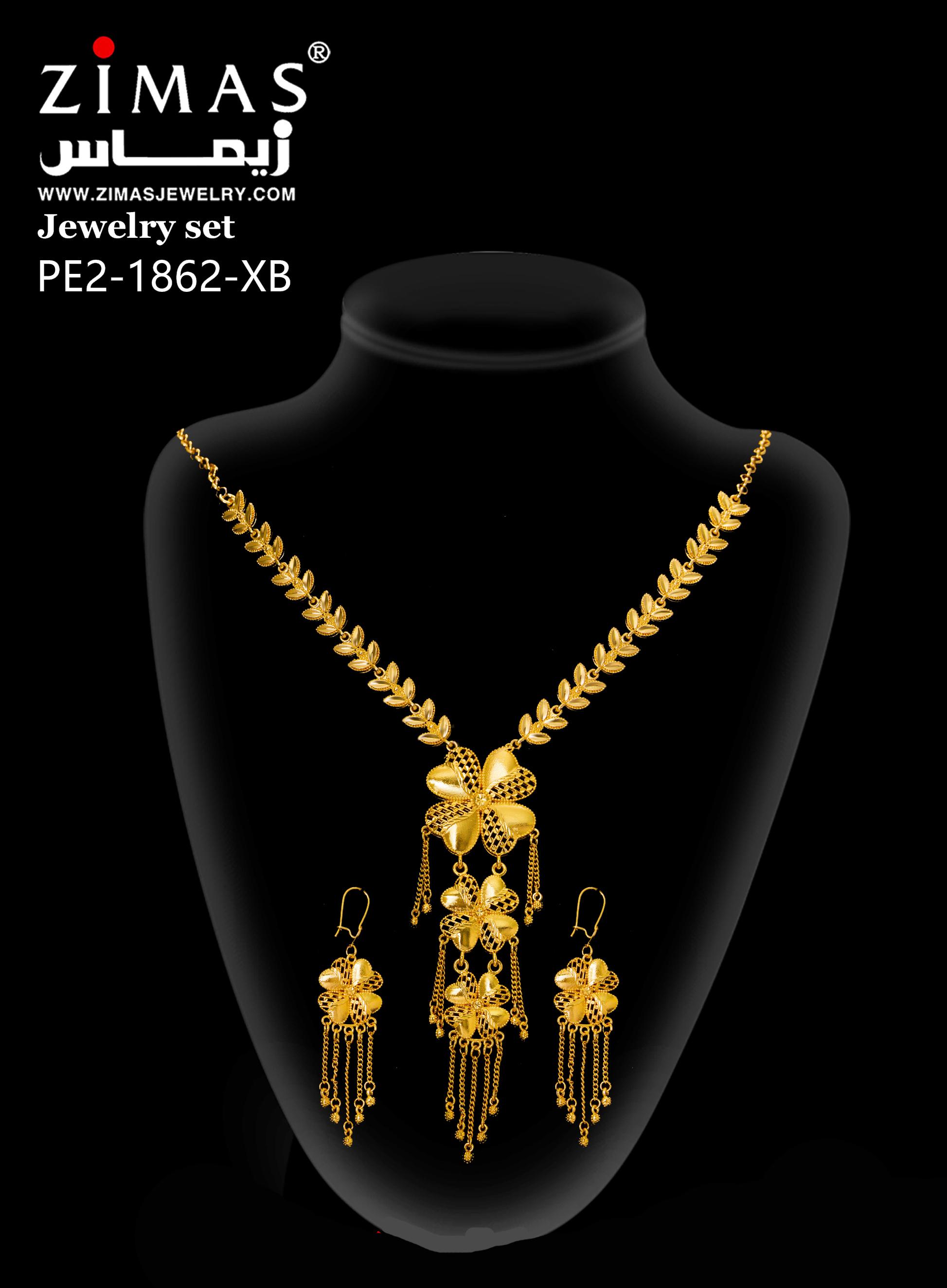 2-piece Set: Earrings, Necklace; Gold-plated Finish-1862