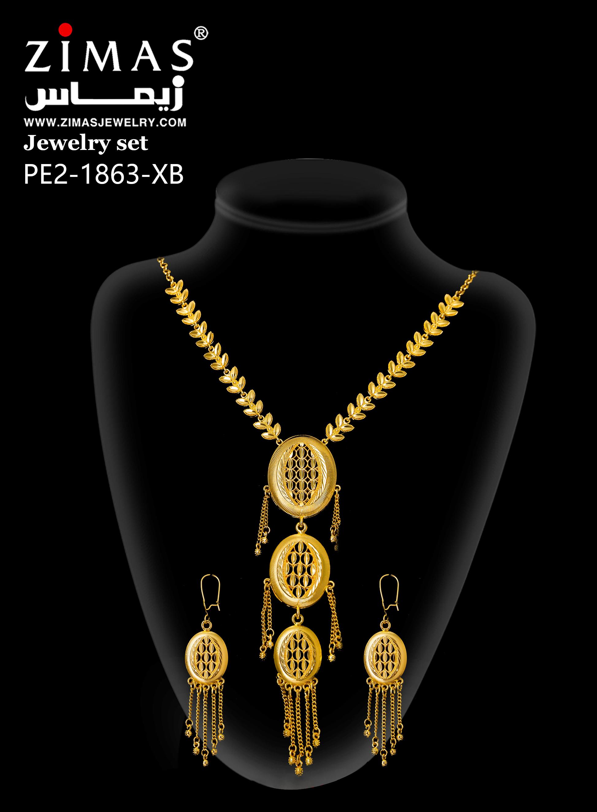 2-piece Set: Earrings, Necklace; Gold-plated Finish-1863