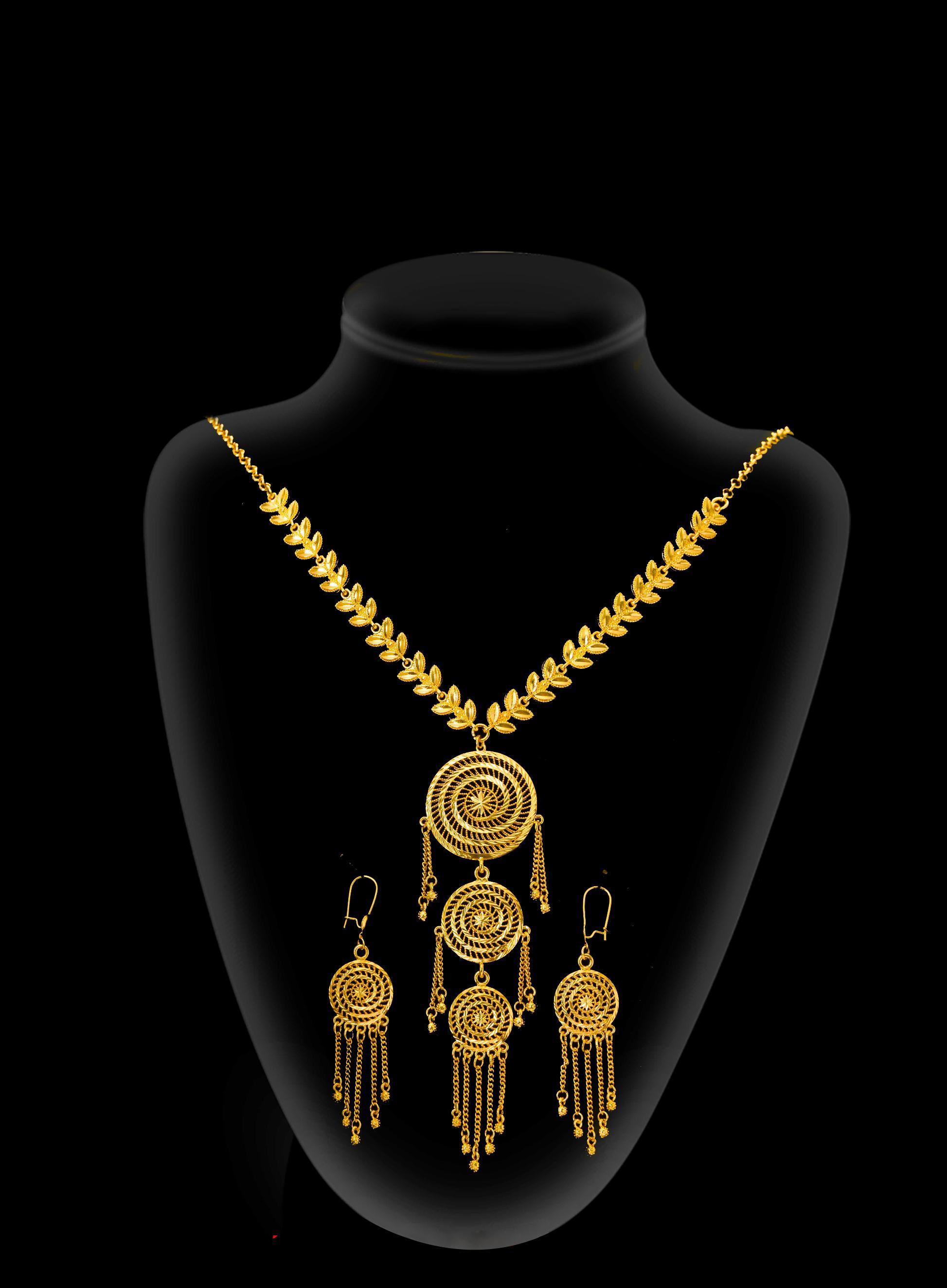 2-piece Set: Earrings, Necklace; Gold-plated Finish-1864