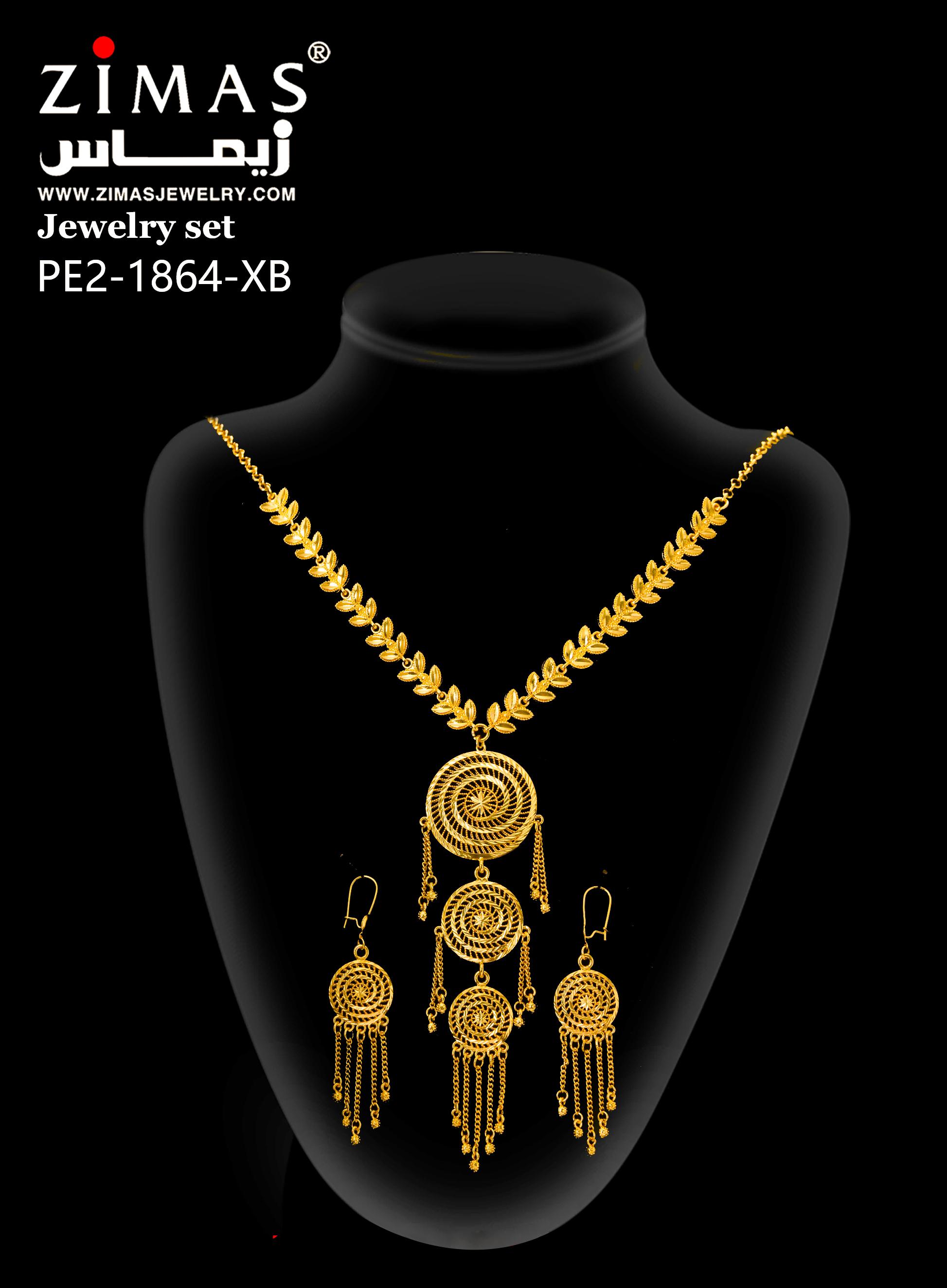 2-piece Set: Earrings, Necklace; Gold-plated Finish-1864