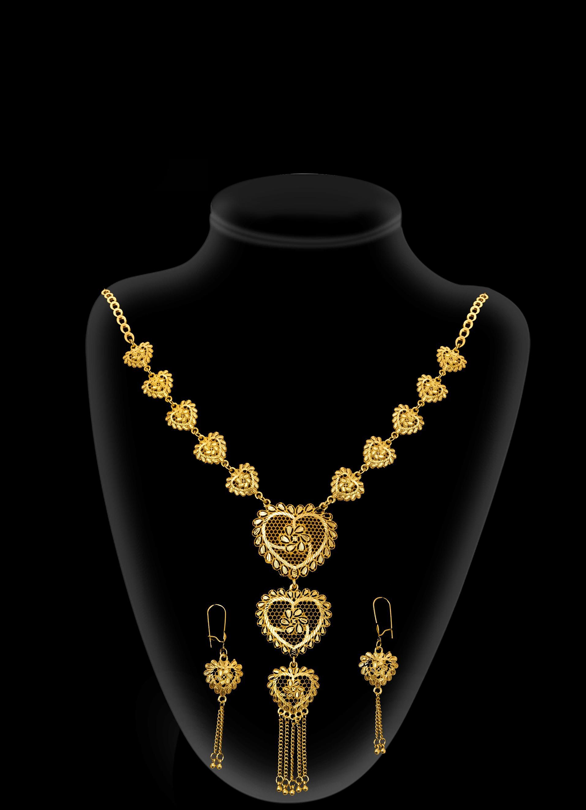 2-piece Set: Earrings, Necklace; Gold-plated Finish-PE2-1956