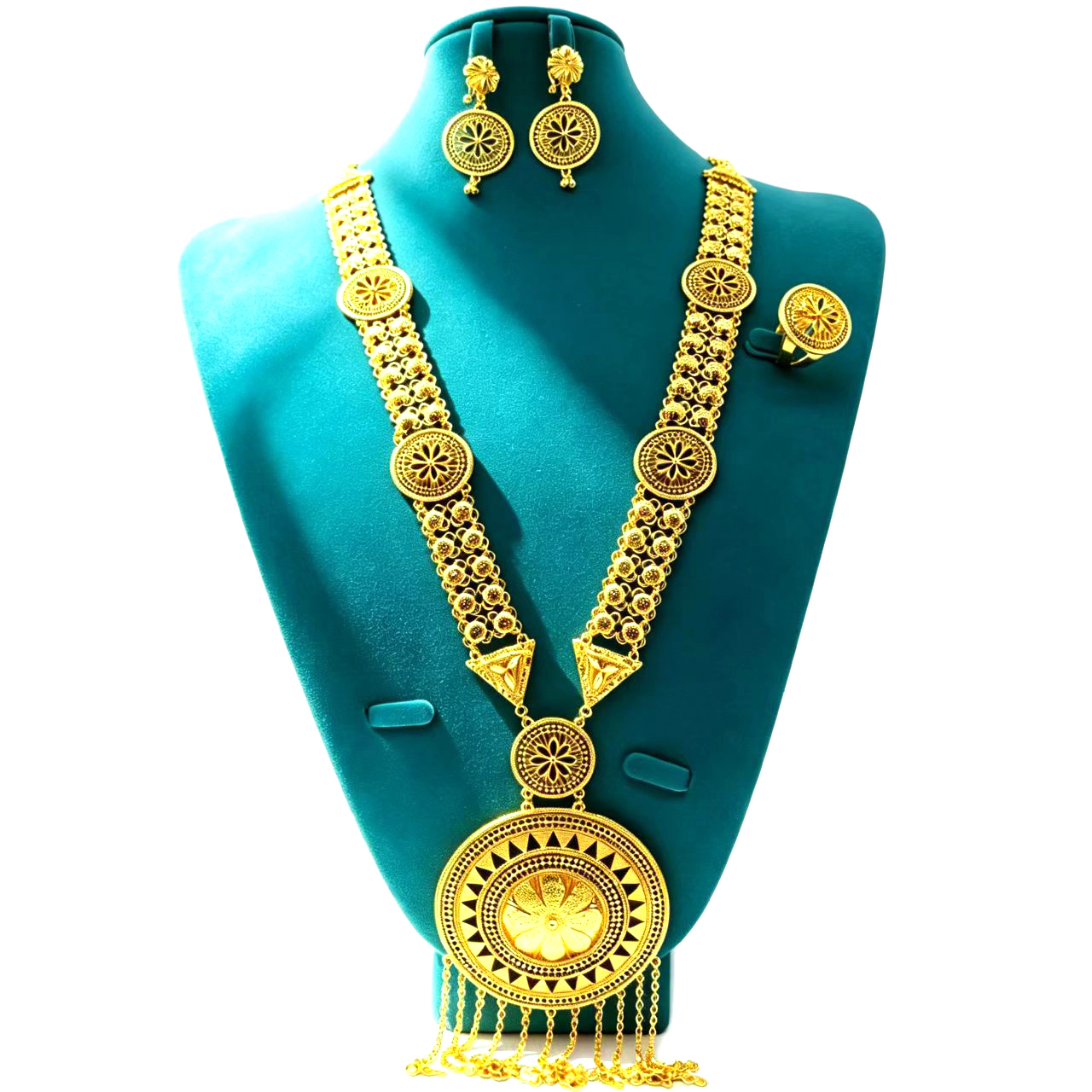 3-Piece Set: Earring  & Necklace & Ring, Alloy with 24K Gold Plating for Women