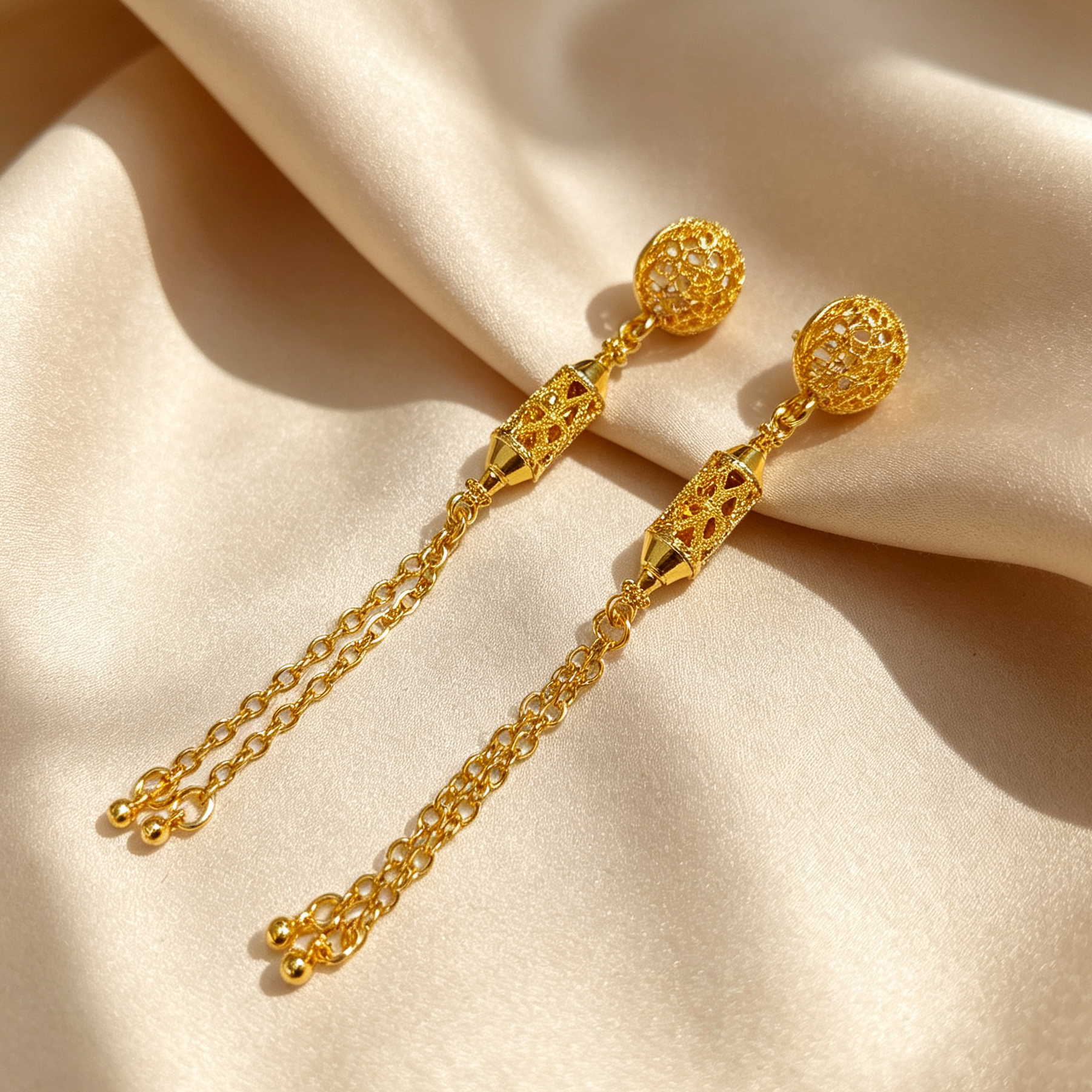 2-Piece Earring and Necklace Set, Alloy with 24K Gold Plating