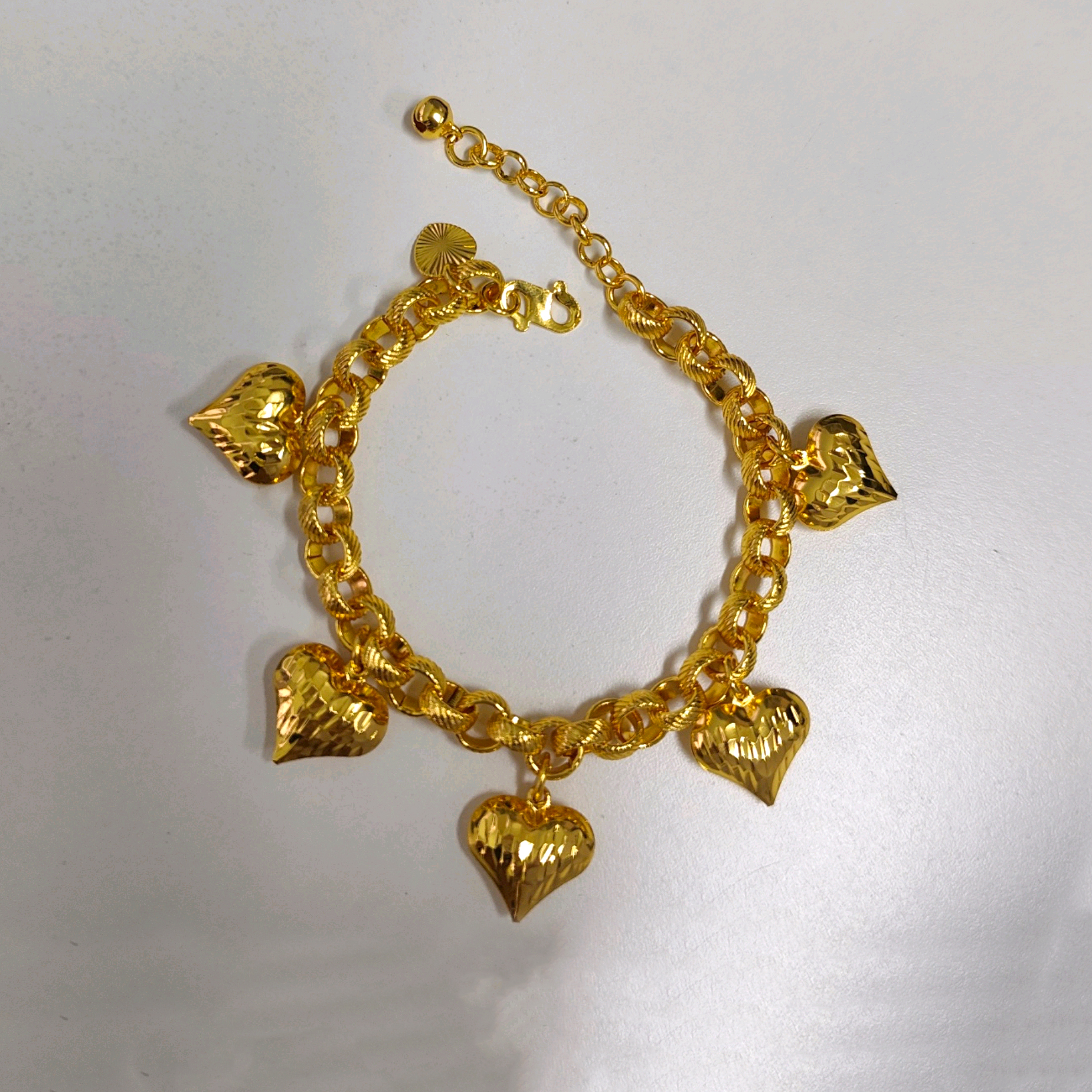 24k Gold-plated Copper Heart-Shaped Bracelet