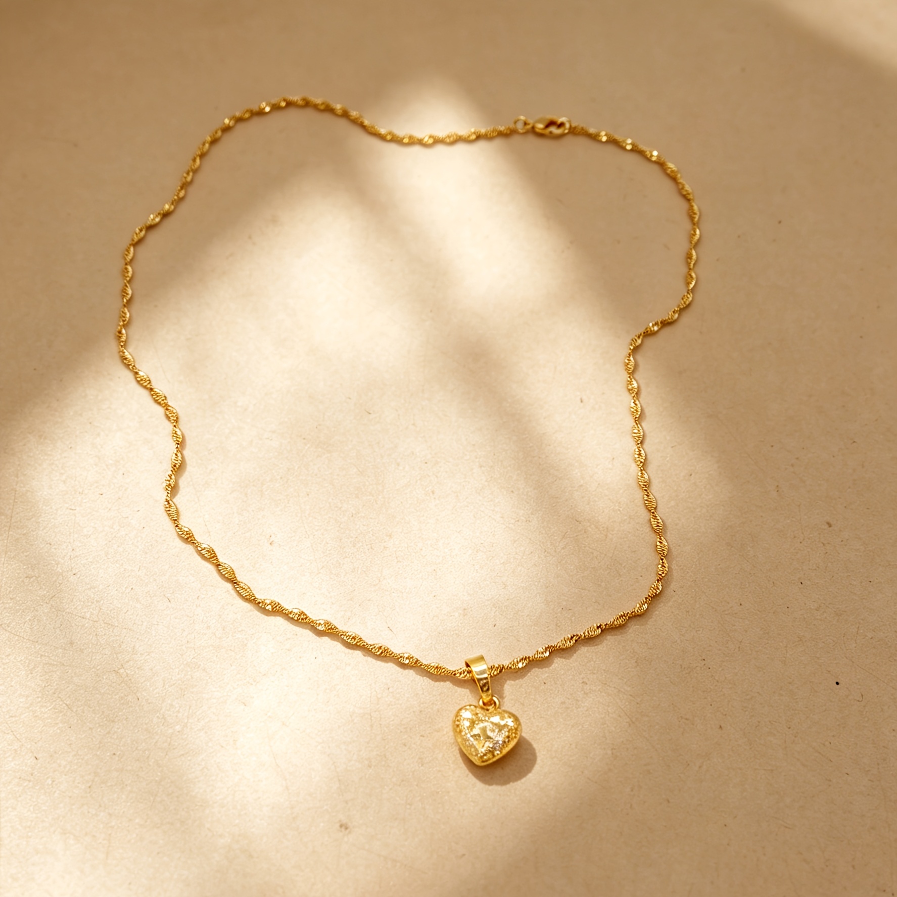 1pc Easy Cute Bohemian Style Heart with Frosted Water Wave Chain Copper Golden Plated Suitable for Women to Wear Suitable for Daily Dating Gift for Girlfriend Graduation Season Good Product