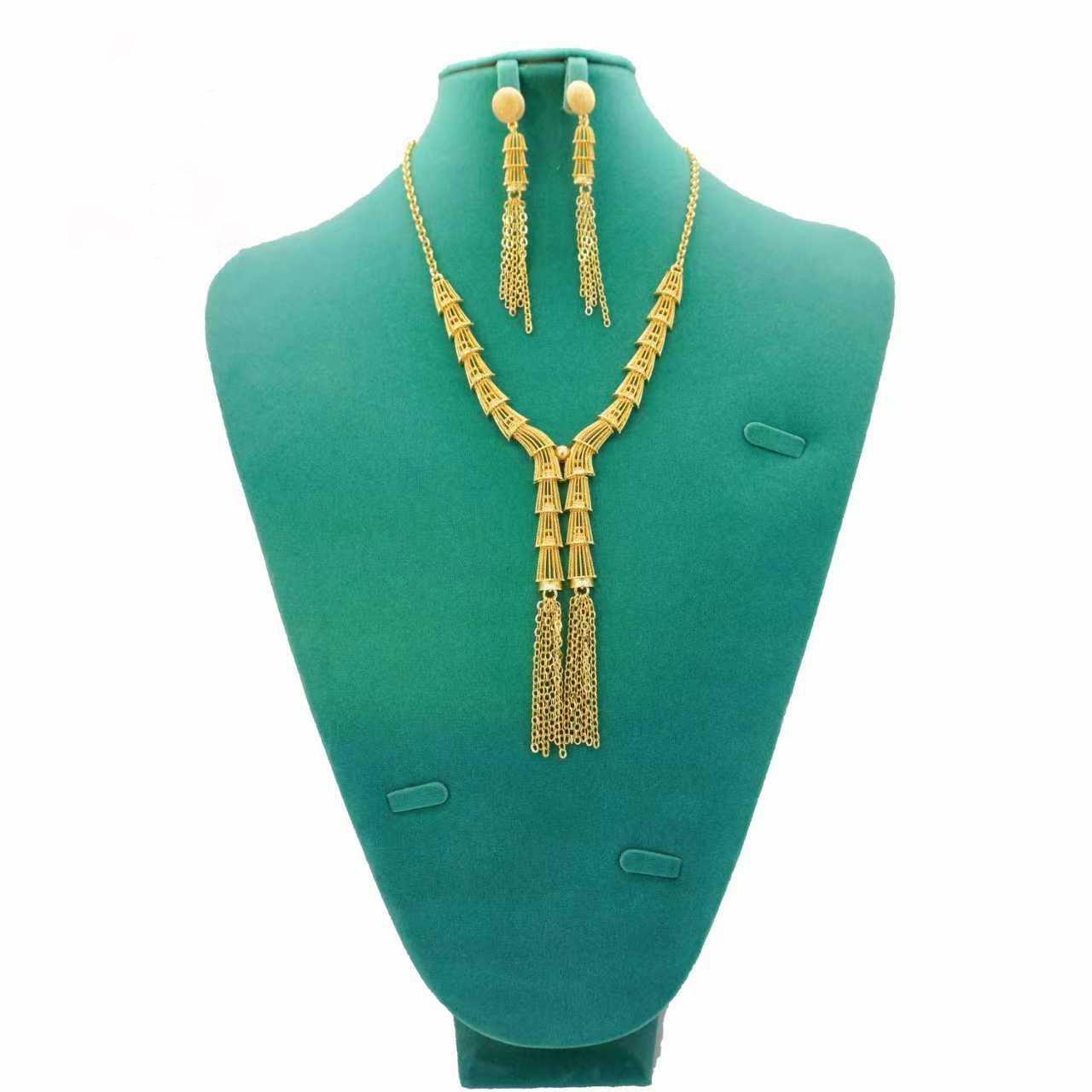2-Piece Set: Earring and Necklace , Alloy with 24K Gold Plating for Women