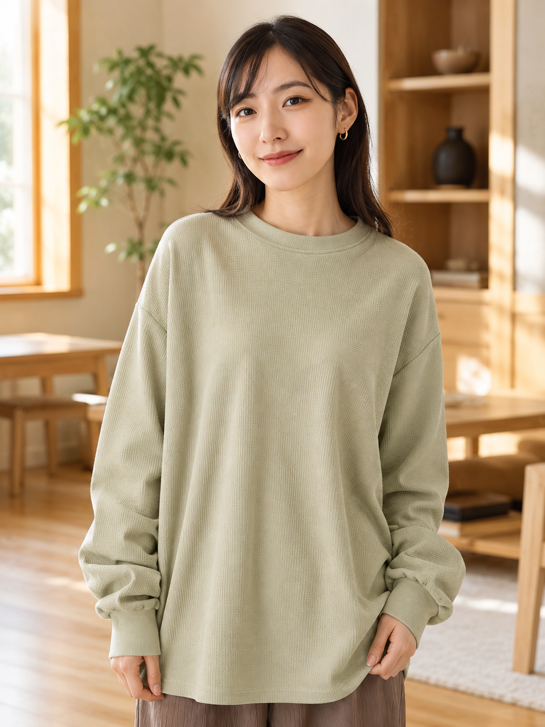高見え無地カジュアルゆるコーデインナーシャツ