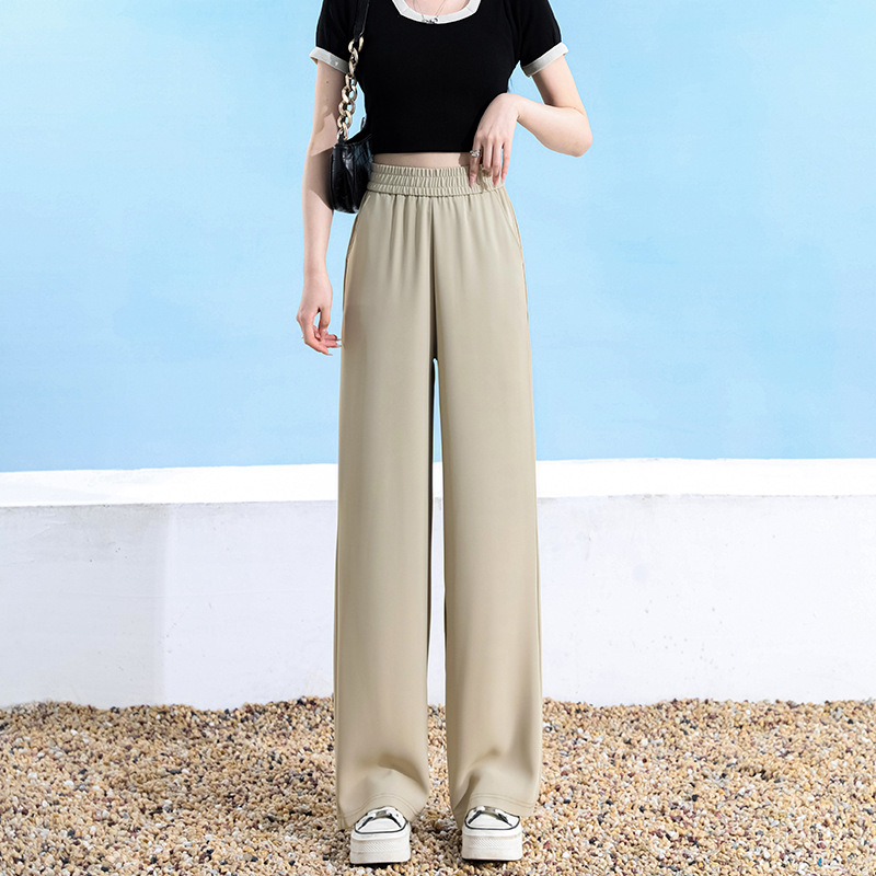 レディース アイスシルク スーツワイドパンツ、柔らかく快適、見た目が10kg細く見える！工場直販・中間マージンゼロ