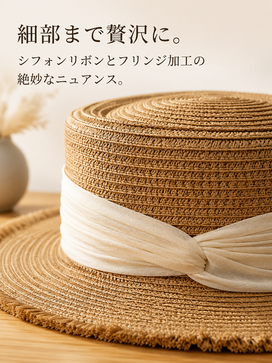 夏の新作フレンチ編み平トップ麦わら帽子 レディース ビーチやリゾートにぴったり