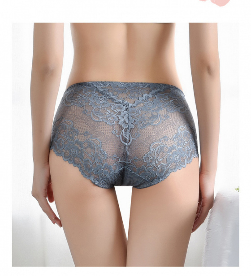 女生蕾絲無痕中腰內褲親膚透氣彈力防卷邊包臀三角褲