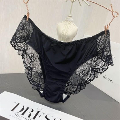 歐式女生蕾絲純棉檔性感中腰内褲