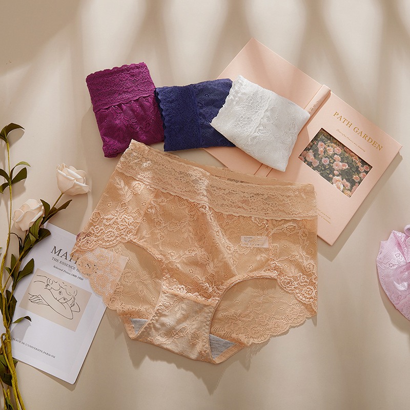 歐美性感女蕾絲中腰鏤空提臀三角褲