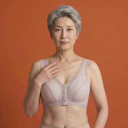 薄款媽媽內衣大碼網孔透氣中老年文胸 前扣老人背心