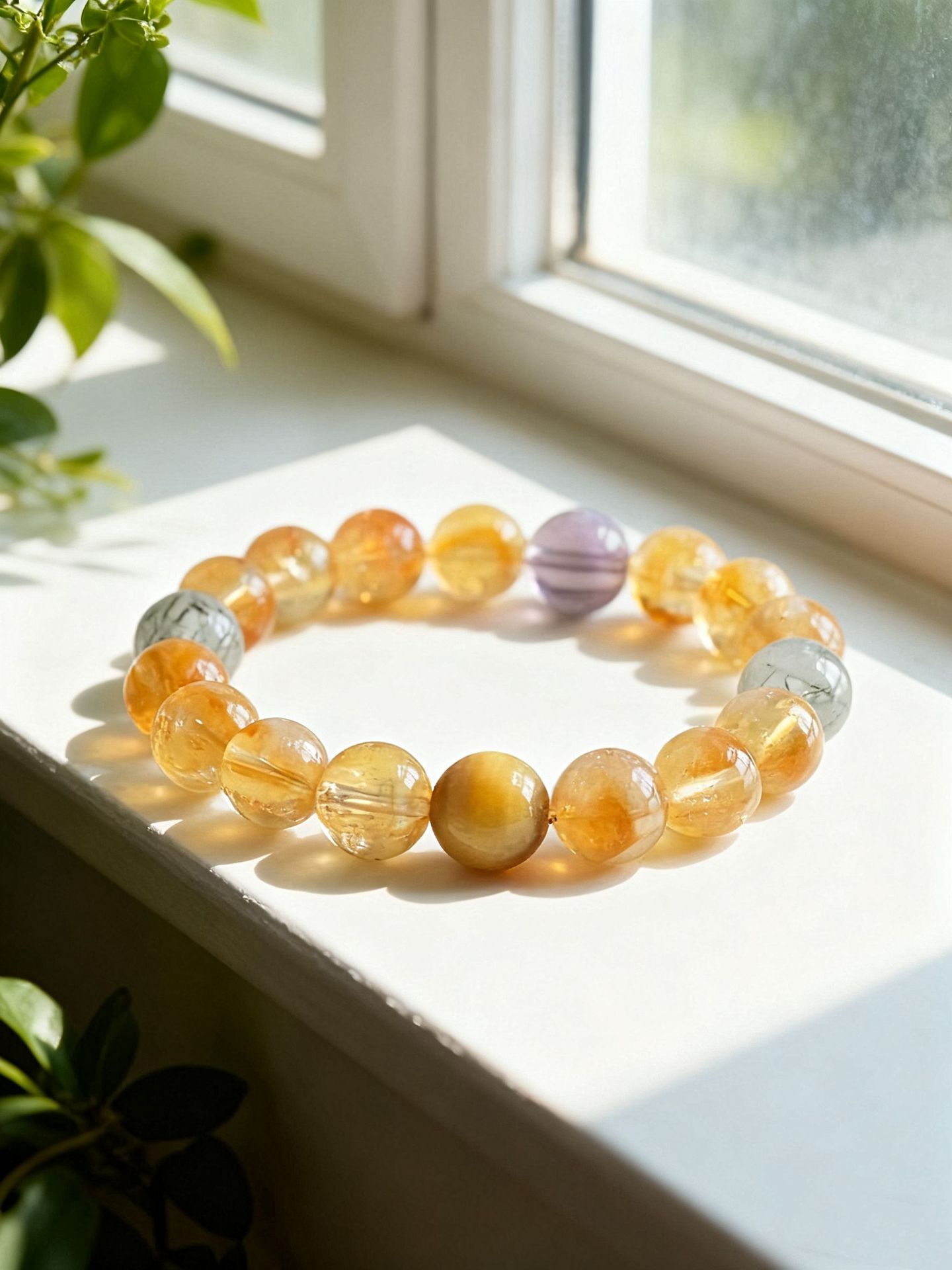 12mm Natural Yellow Tower Crystal Bracelet Multi Stone Wealth Attracting Lucky Feng Shui Bracelet For Men Women Gift