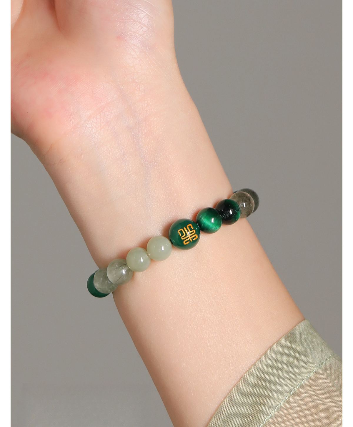 Five Elements Wood Green Crystal Bracelet Natural Multi Gemstone Career Luck Feng Shui Bracelet For Men Women