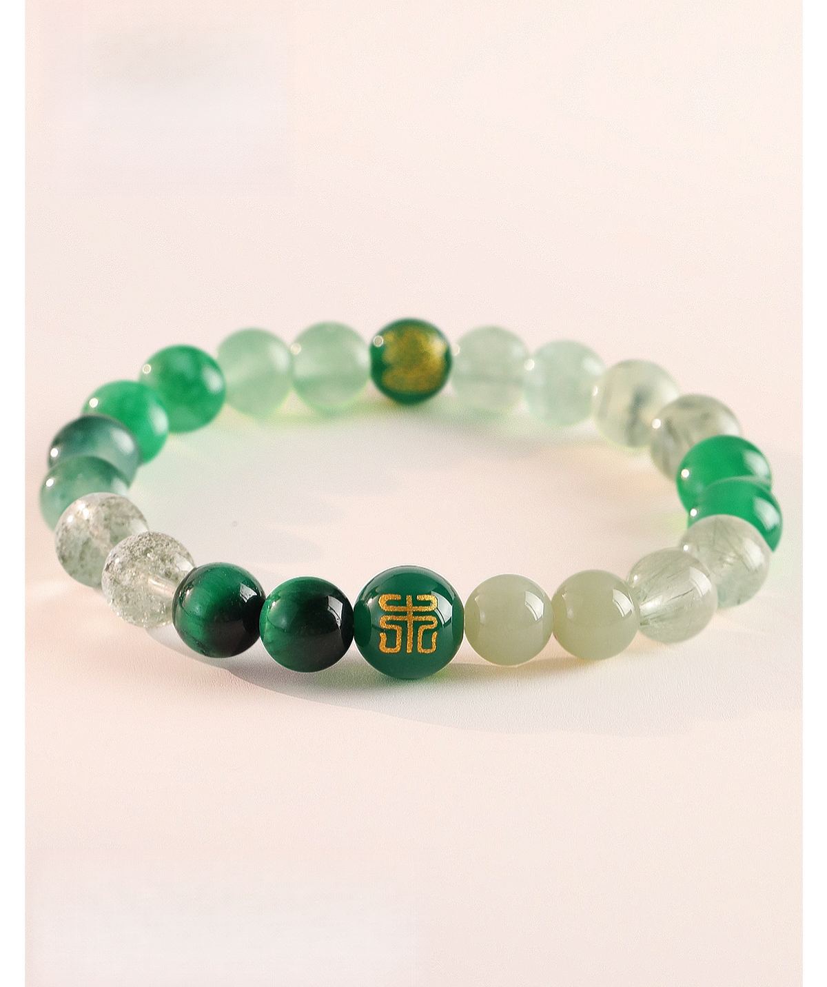 Five Elements Wood Green Crystal Bracelet Natural Multi Gemstone Career Luck Feng Shui Bracelet For Men Women