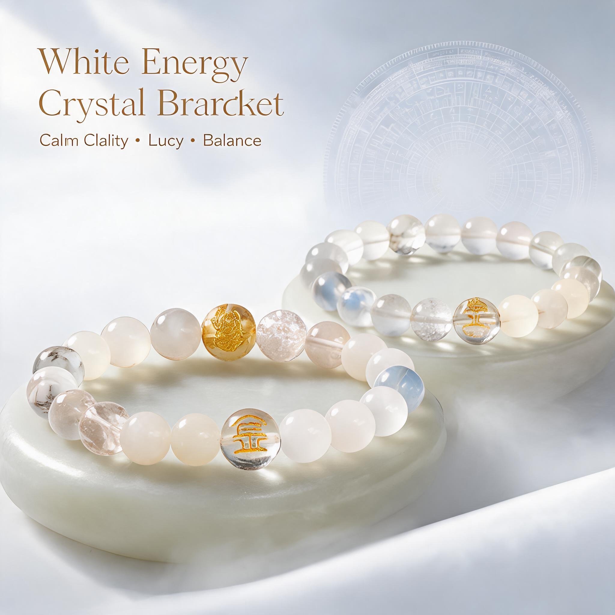 Balance Metal Energy White Gemstone Bracelet Wealth Attracting Fortune Crystal Bracelet Daily Wear