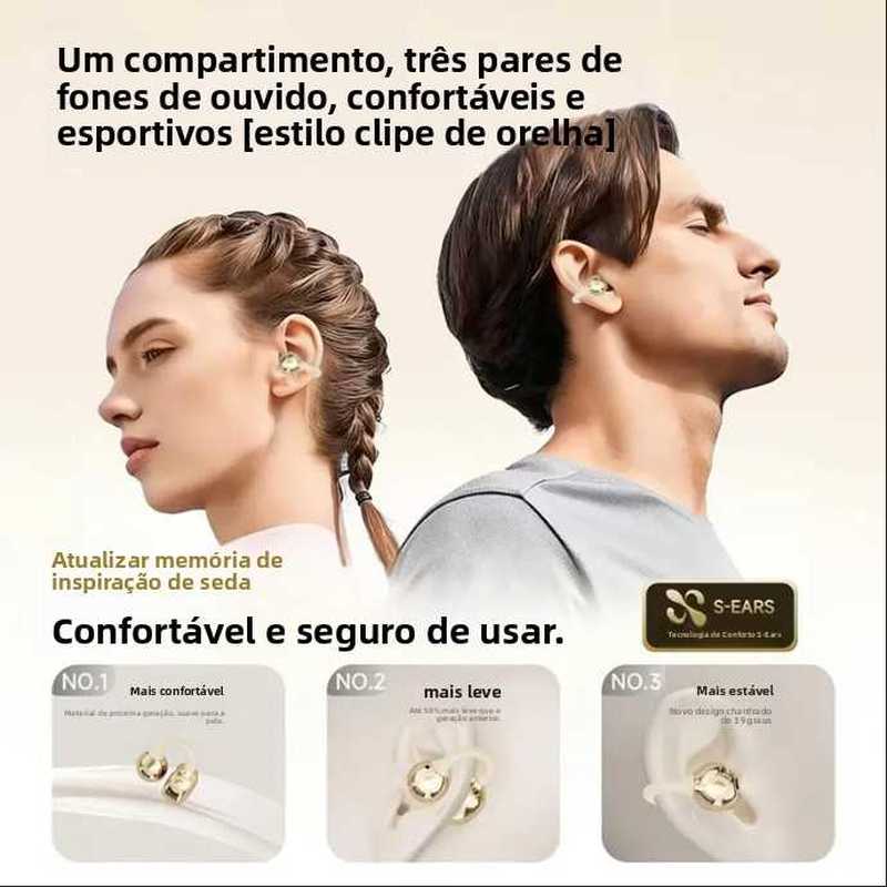 【6 Fones de Ouvido + Carregamento de Telefone】Novos Fones de Ouvido Bluetooth Sem Fio Intra-auriculares com Clipe para Dormir