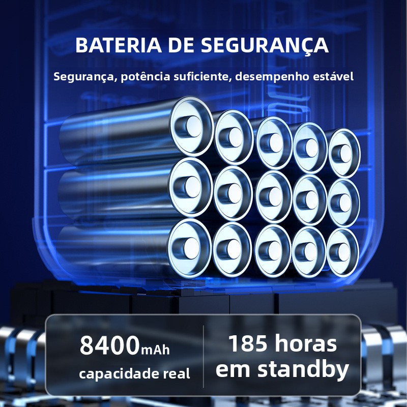 Fonte de alimentação de emergência para carros transfronteiriça 12V, power bank sem fio com funções de inflação e partida de emergência, power bank de emergência tudo-em-um.