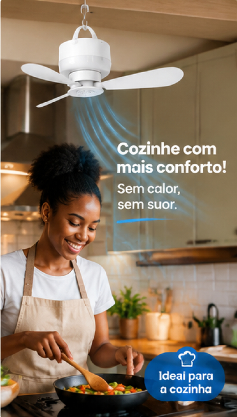 Ventilador Suspenso Sem Fio Portátil com Controle Remoto – Frescor para Cozinha, Quarto e Escritório