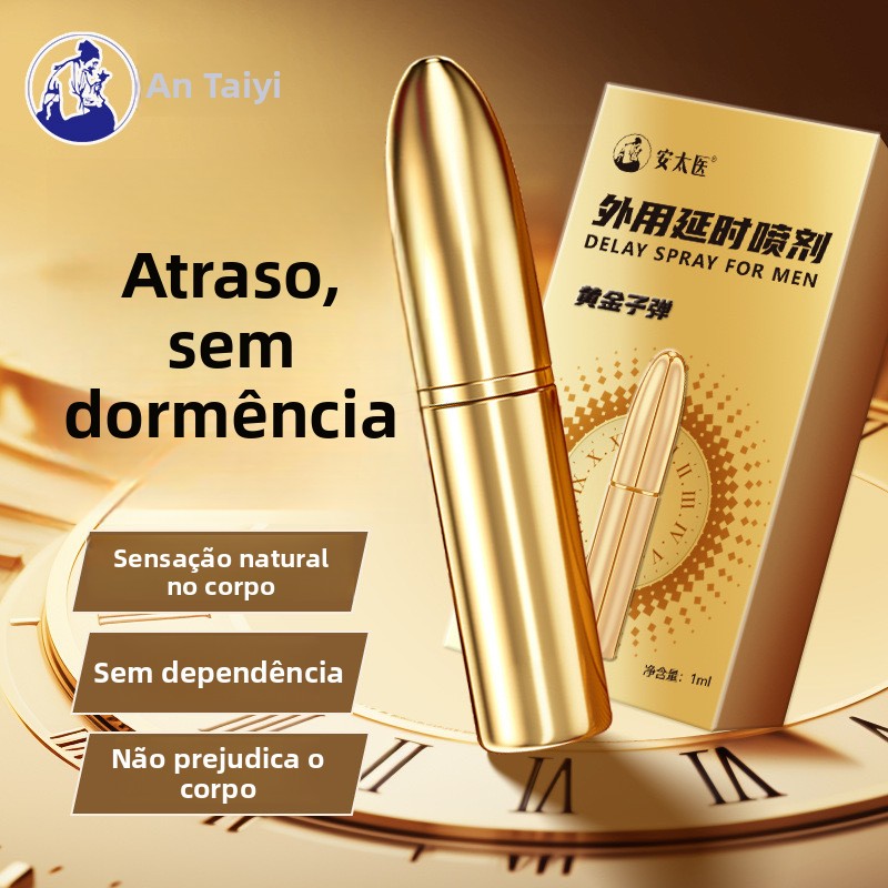 Spray Golden Bullet de 1ml para Homens, Uso Externo, Atrasa a Ejaculação, Brinquedos Sexuais para Adultos
