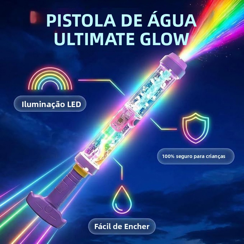 🌈 Pistola de água LED brilhante⚡ Pistola de água com luz arco-íris🚀 Brinquedo de batalha com luz LED