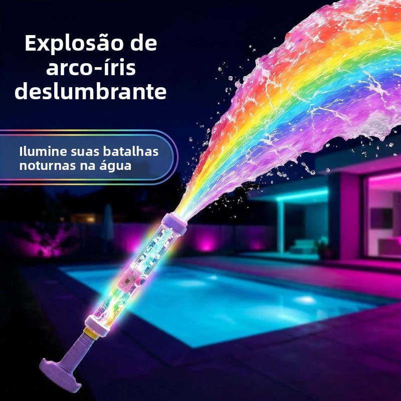 🌈 Pistola de água LED brilhante⚡ Pistola de água com luz arco-íris🚀 Brinquedo de batalha com luz LED