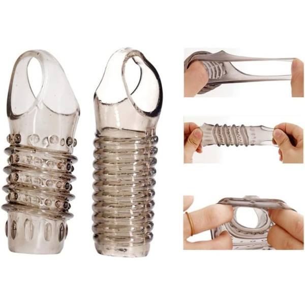 VIP23 2 reusable penis sleeves, delayed ejaculation, gentle silicone penis and real feeling for adults