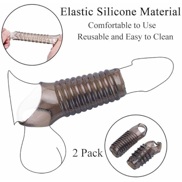 VIP23 2 reusable penis sleeves, delayed ejaculation, gentle silicone penis and real feeling for adults