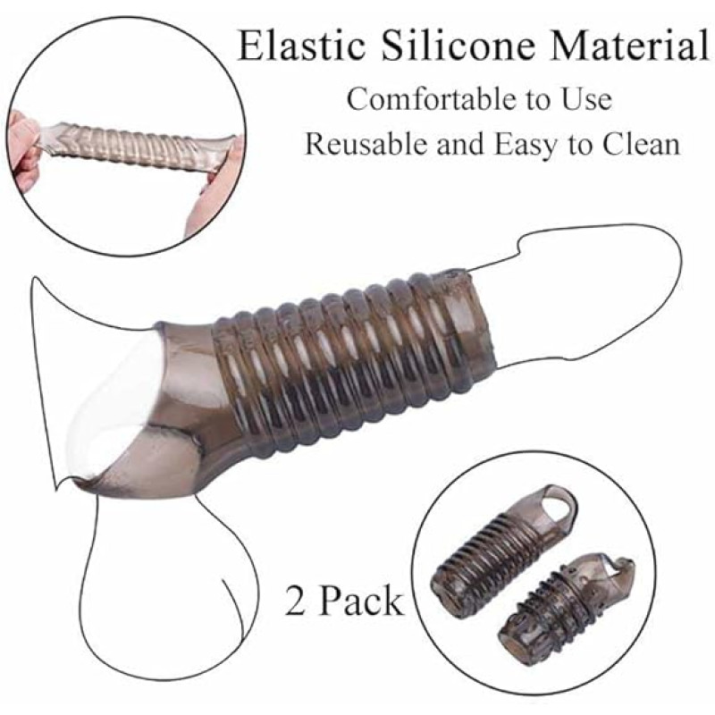 VIP23 2 reusable penis sleeves, delayed ejaculation, gentle silicone penis and real feeling for adults