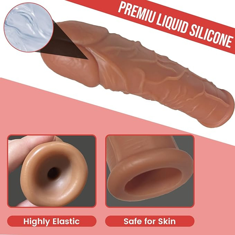 Vip24 7.2in 18cm Penis condom extension sleeve silicone realistic condom male sex toys couple