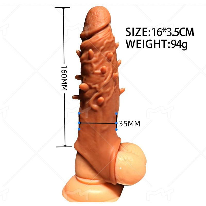 vip28 6.3in 15.8cm Penis condom extender, realistic silicone penis extender, extend male stamina, male sex toys