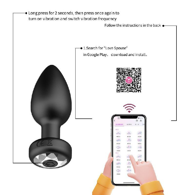 VIP13 Sexy women's remote-controlled rechargeable 10-frequency remote-controlled vibration anal plug G-spot posterior cavity metal masturbation sex toy