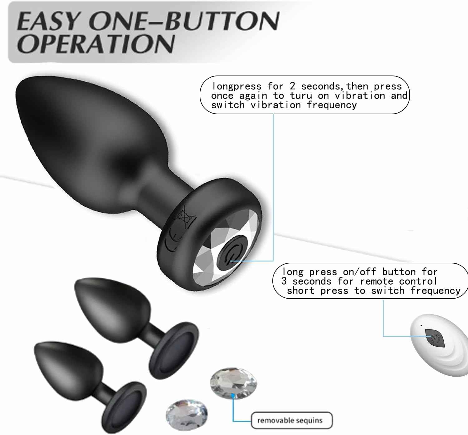 VIP13 Sexy women's remote-controlled rechargeable 10-frequency remote-controlled vibration anal plug G-spot posterior cavity metal masturbation sex toy