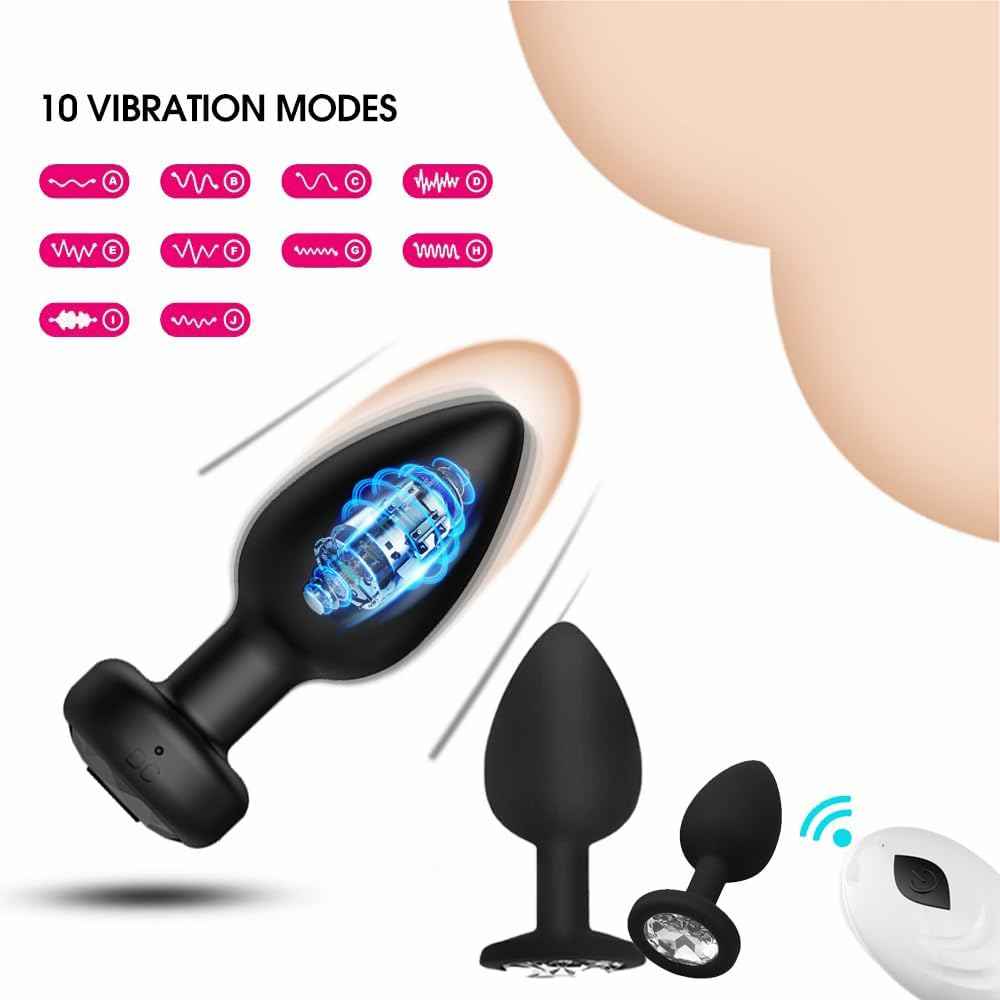 VIP13 Sexy women's remote-controlled rechargeable 10-frequency remote-controlled vibration anal plug G-spot posterior cavity metal masturbation sex toy