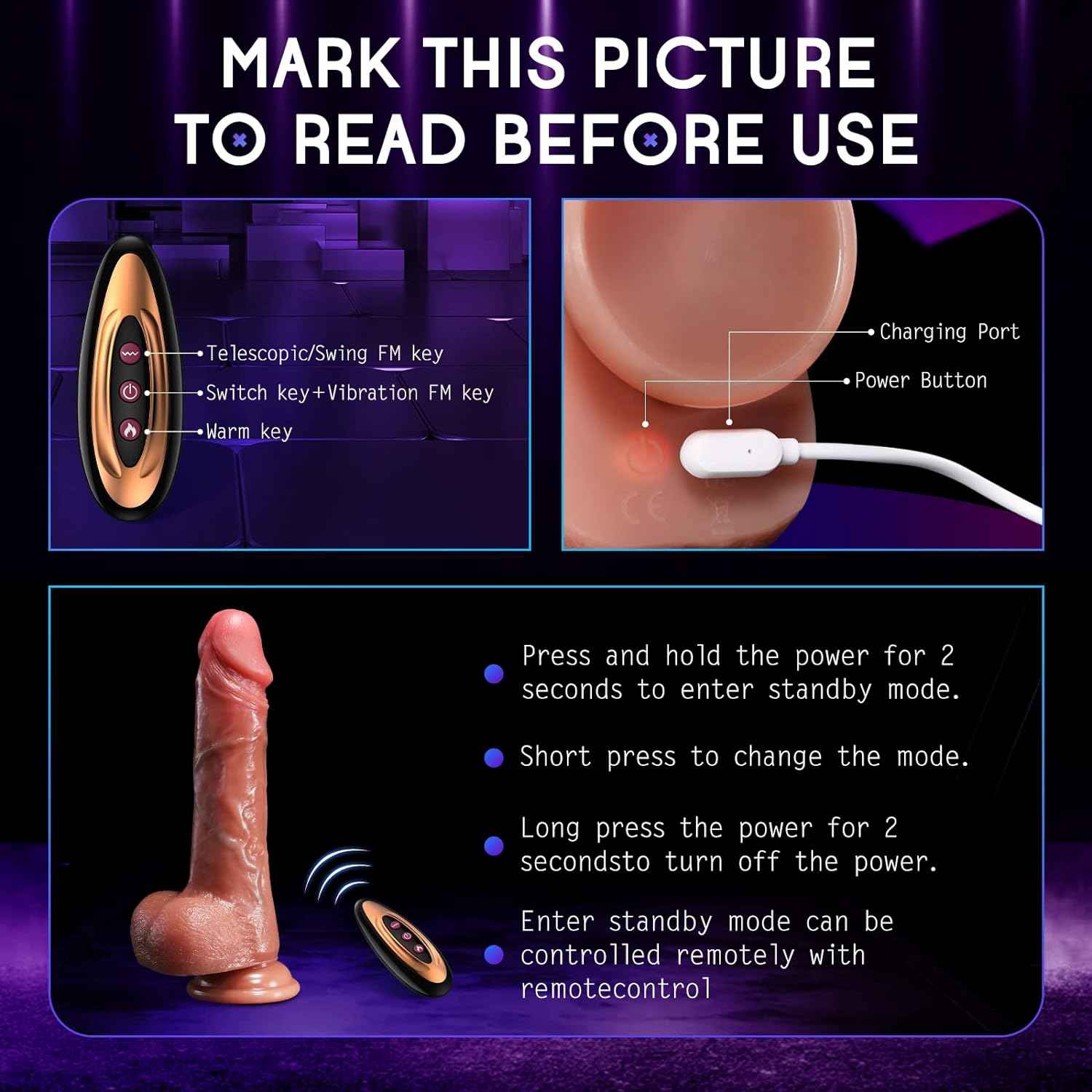 vip35 8.8in 22cm Electric dildo, stretching back and forth, with remote control, realistic dildo sex toys