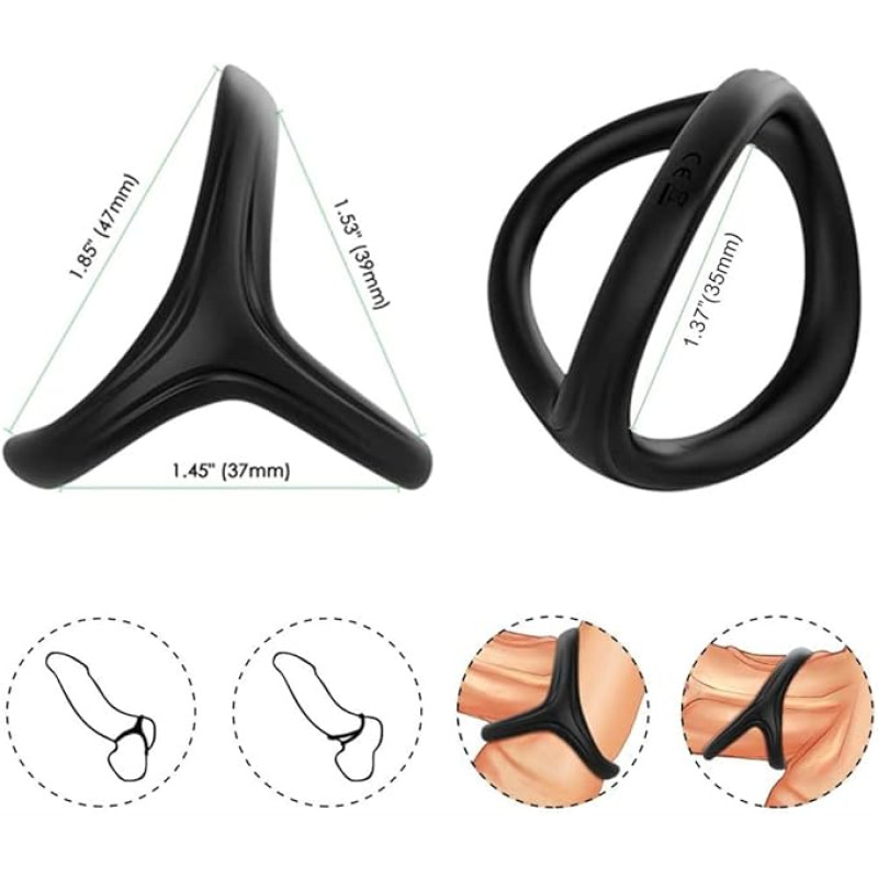 VIP16 Men's triangle ring couple style, men's pannis ring silicone, enhanced performance, harder and stronger