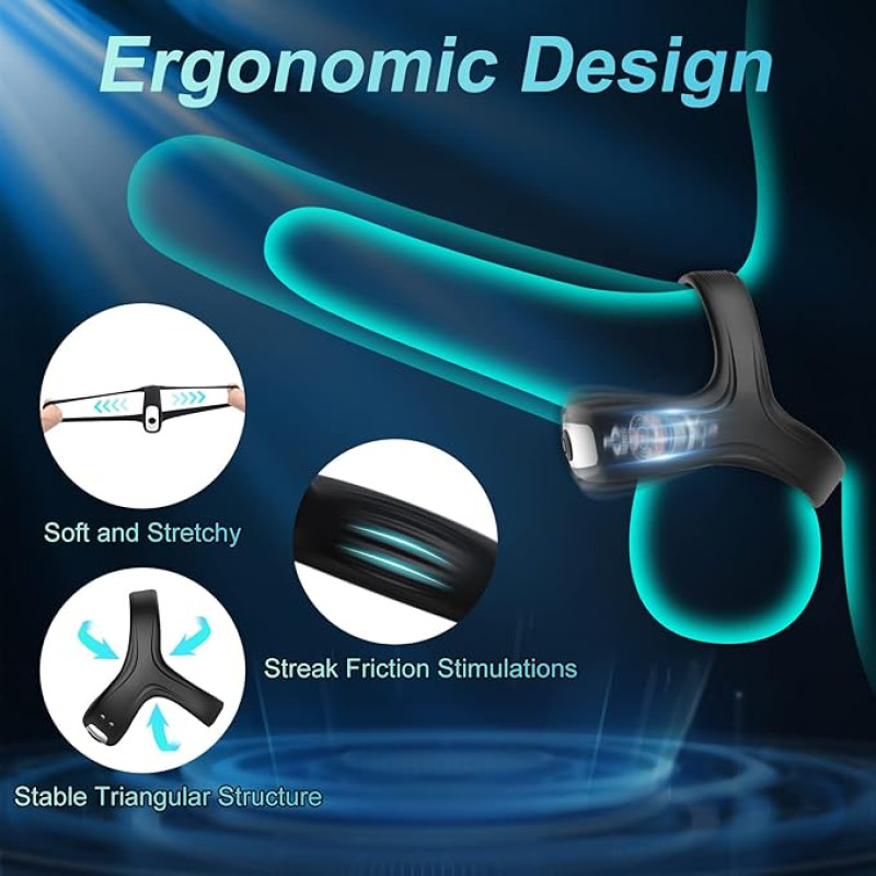 VIP17 Ultra-soft male penis ring, enhanced pleasure, silicone triangle penis ring, 10 strong vibration modes, couple sex toys
